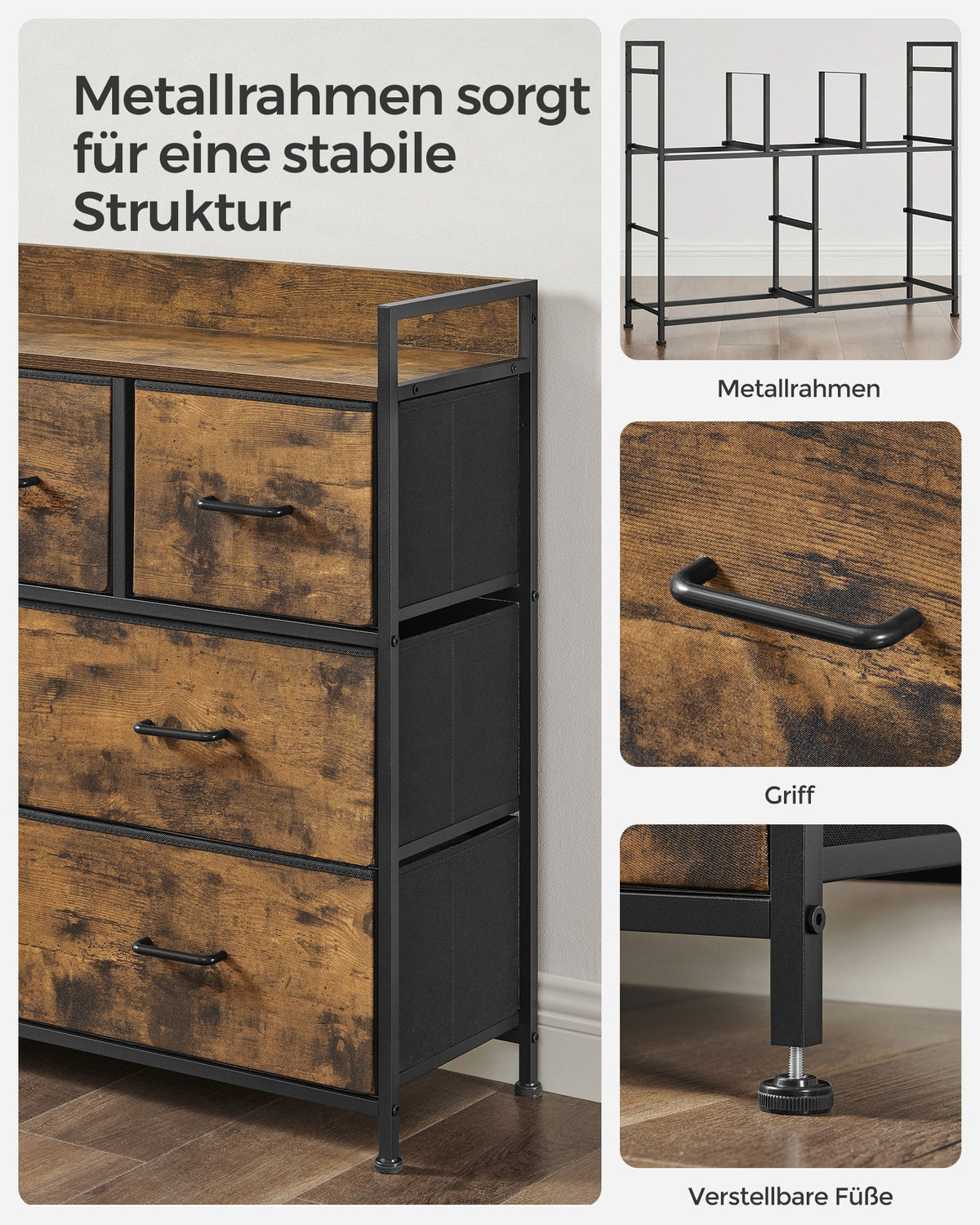 Kommode Industriedesign – 7 Schubladen – stilvoll und praktisch