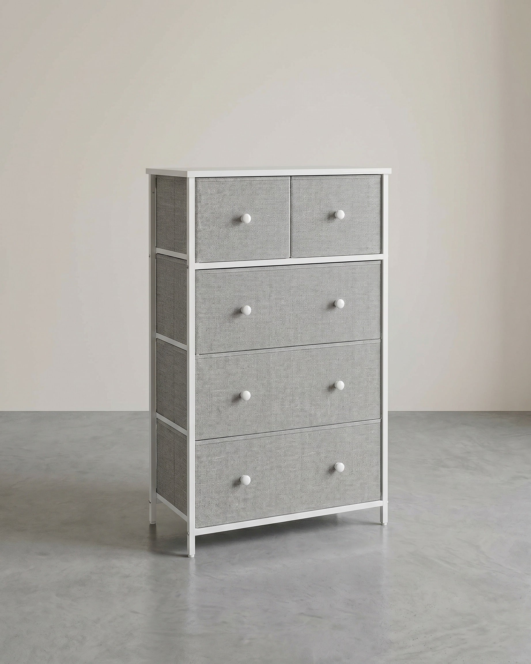 Sideboard - 5 Stoffschubladen - Stahlrahmen - Für Schlafzimmer Oder Flur