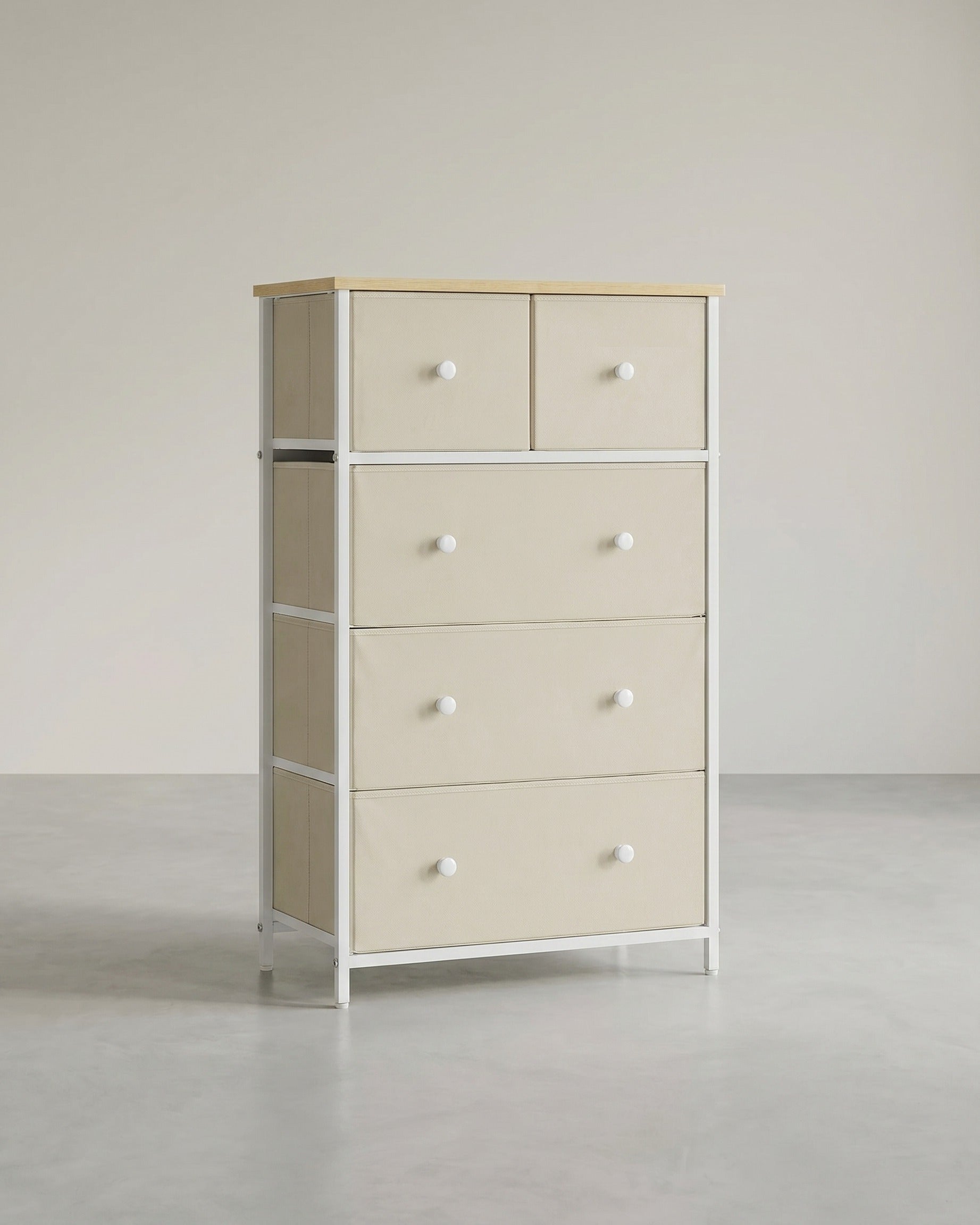 Sideboard - 5 Stoffschubladen - Stahlrahmen - Für Schlafzimmer Oder Flur
