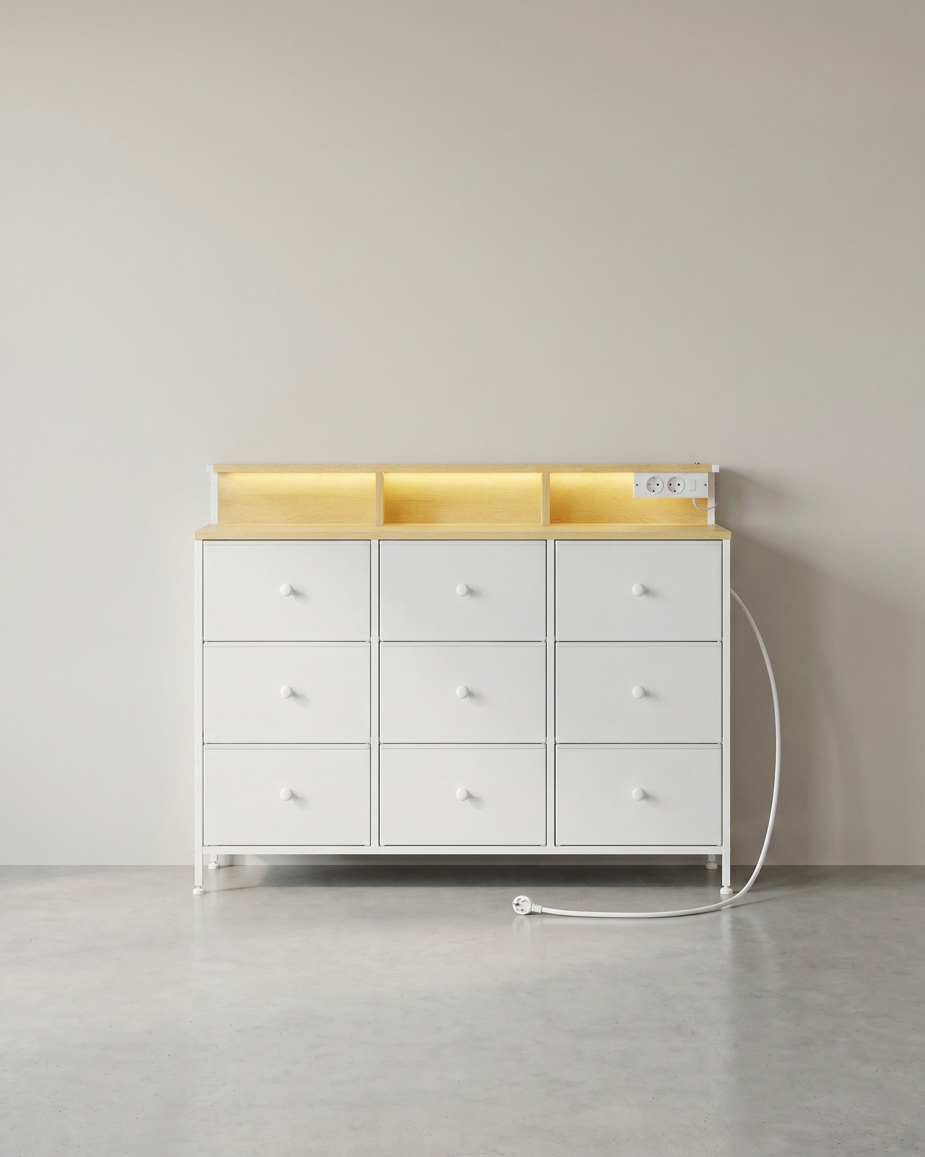 Kommode mit USB und Steckdose - Kommode mit LED-Beleuchtung – Weiß
