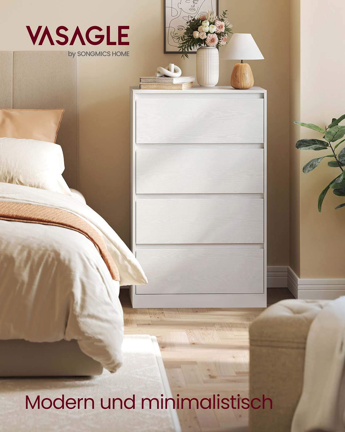 Moderne Kommode mit 4 Schubladen – KAILYN Kollektion – Minimalistisches Design