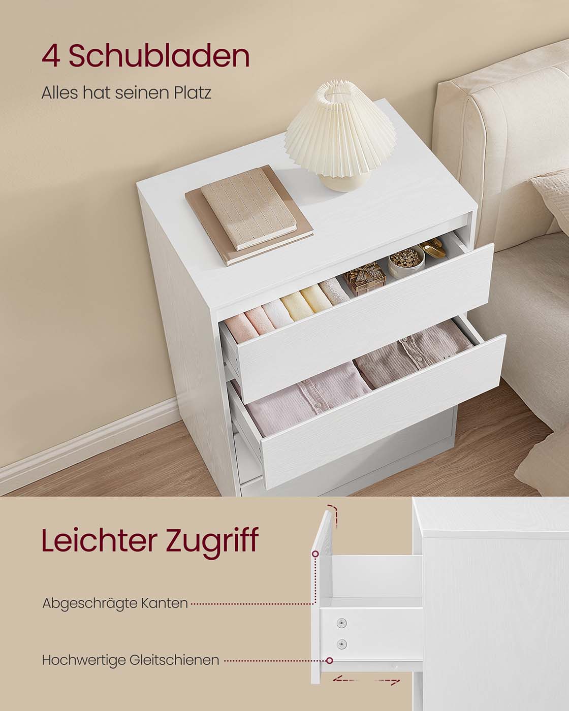 Moderne Kommode mit 4 Schubladen – KAILYN Kollektion – Minimalistisches Design