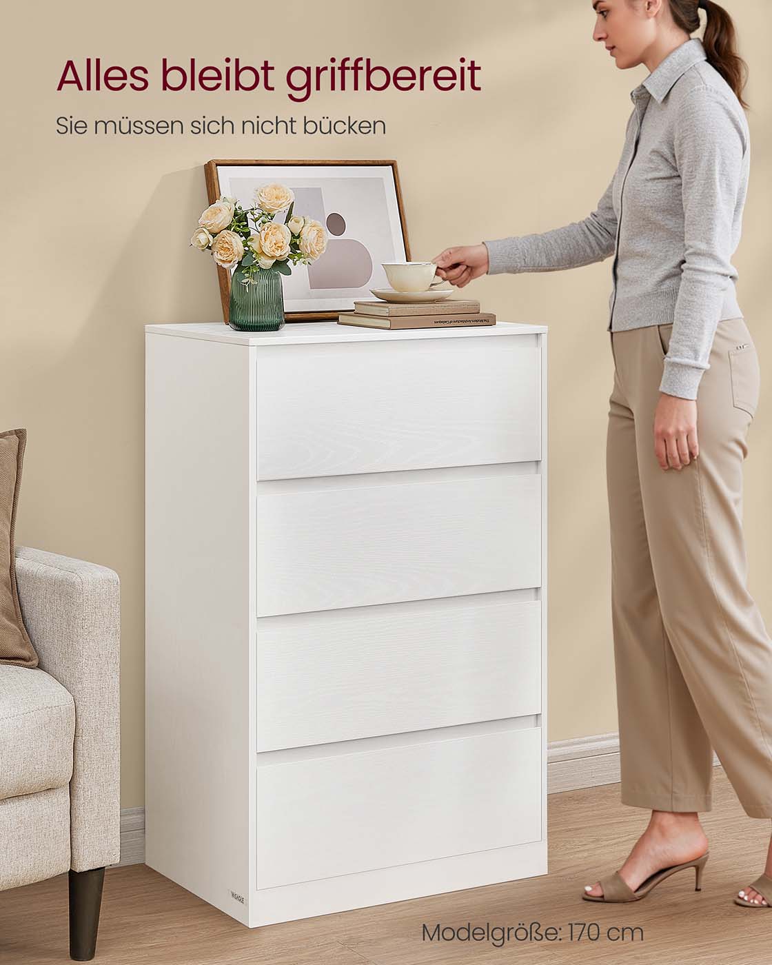 Moderne Kommode mit 4 Schubladen – KAILYN Kollektion – Minimalistisches Design