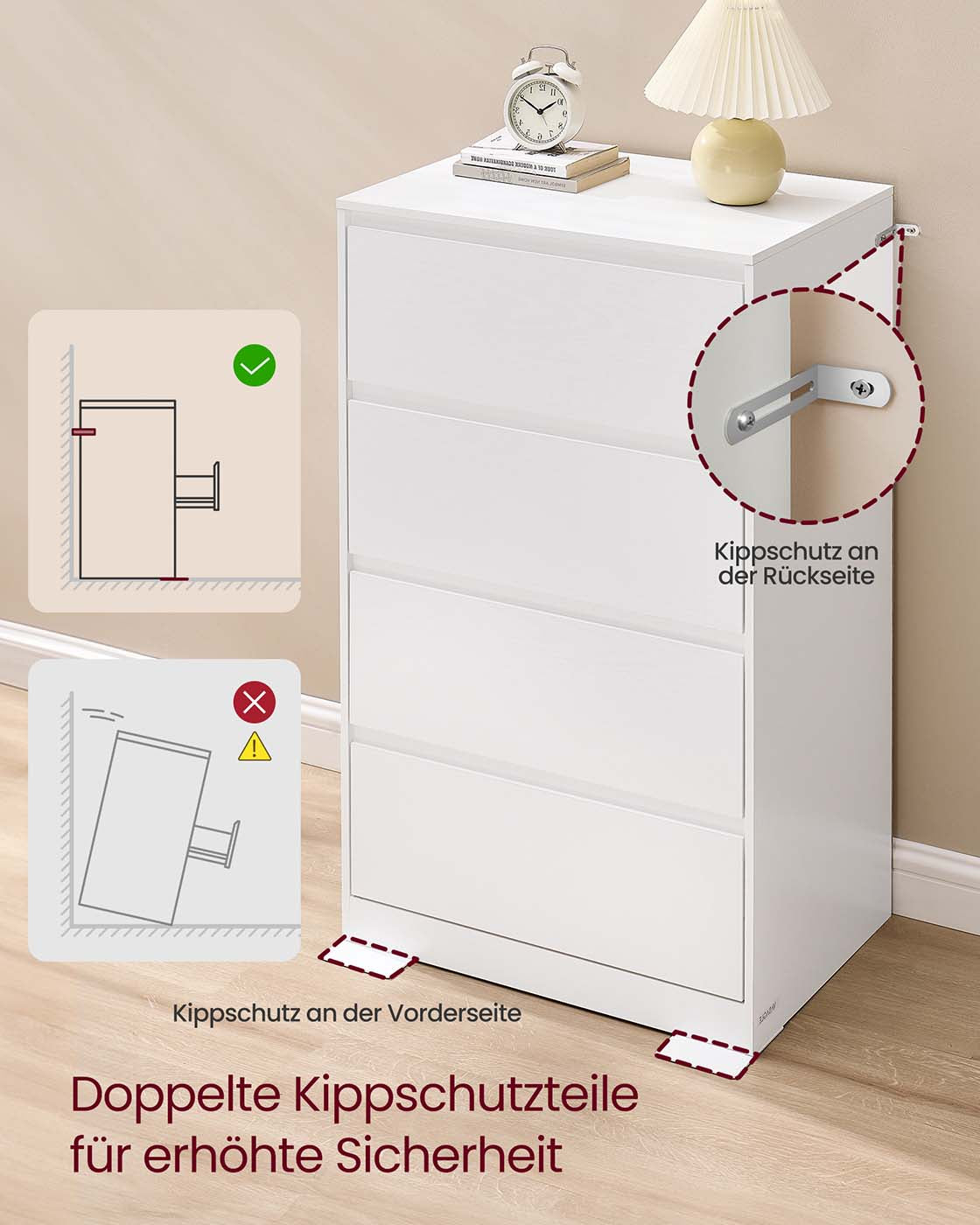 Moderne Kommode mit 4 Schubladen – KAILYN Kollektion – Minimalistisches Design