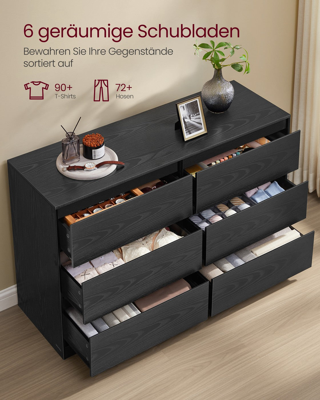 Moderne Kommode – 6 Schubladen – Anrichte – KAILYN-Kollektion