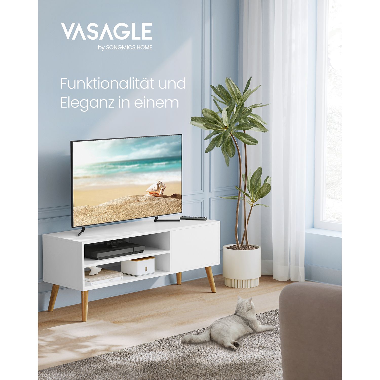 TV-Möbel – 1 Tür – 40 x 120 x 49 cm – Skandinavisch – für TVs bis 55 Zoll