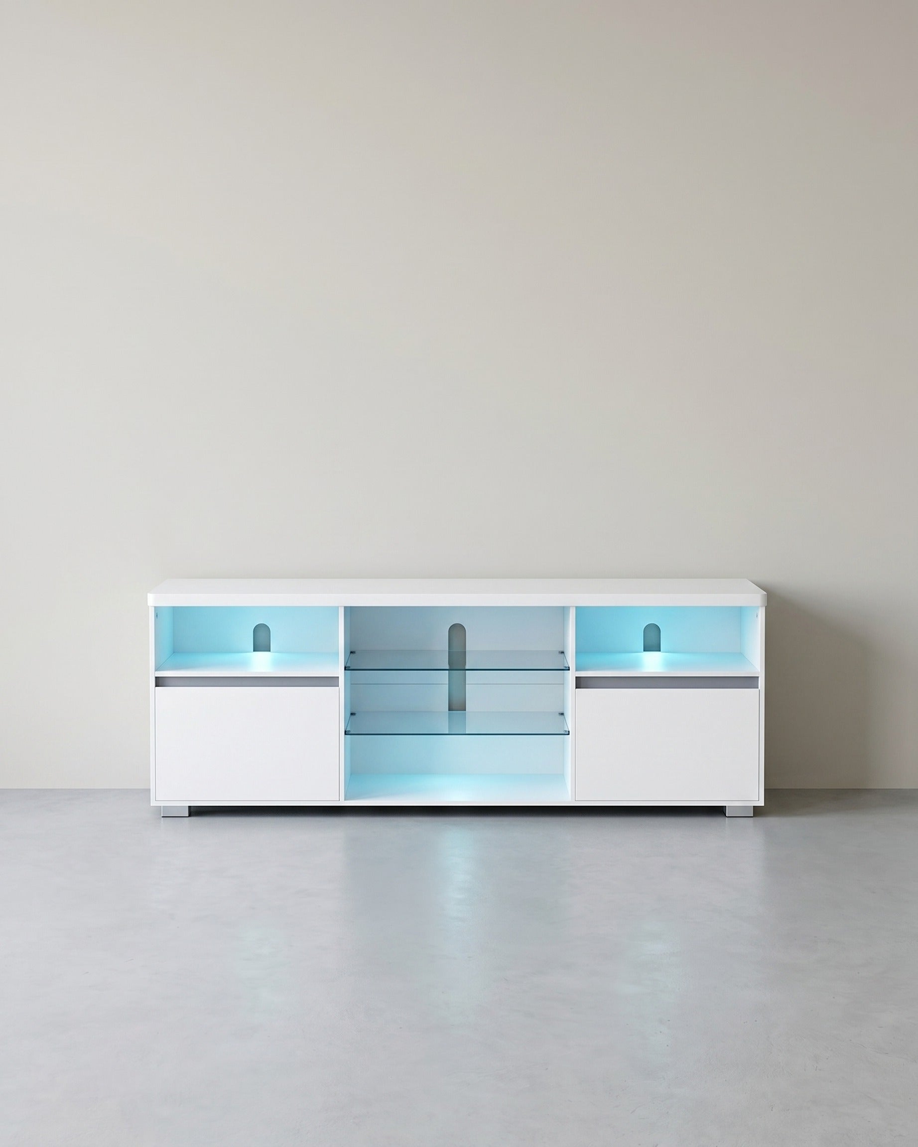 TV-Schrank mit LED-Beleuchtung und verstellbarem Stauraum – Weiß