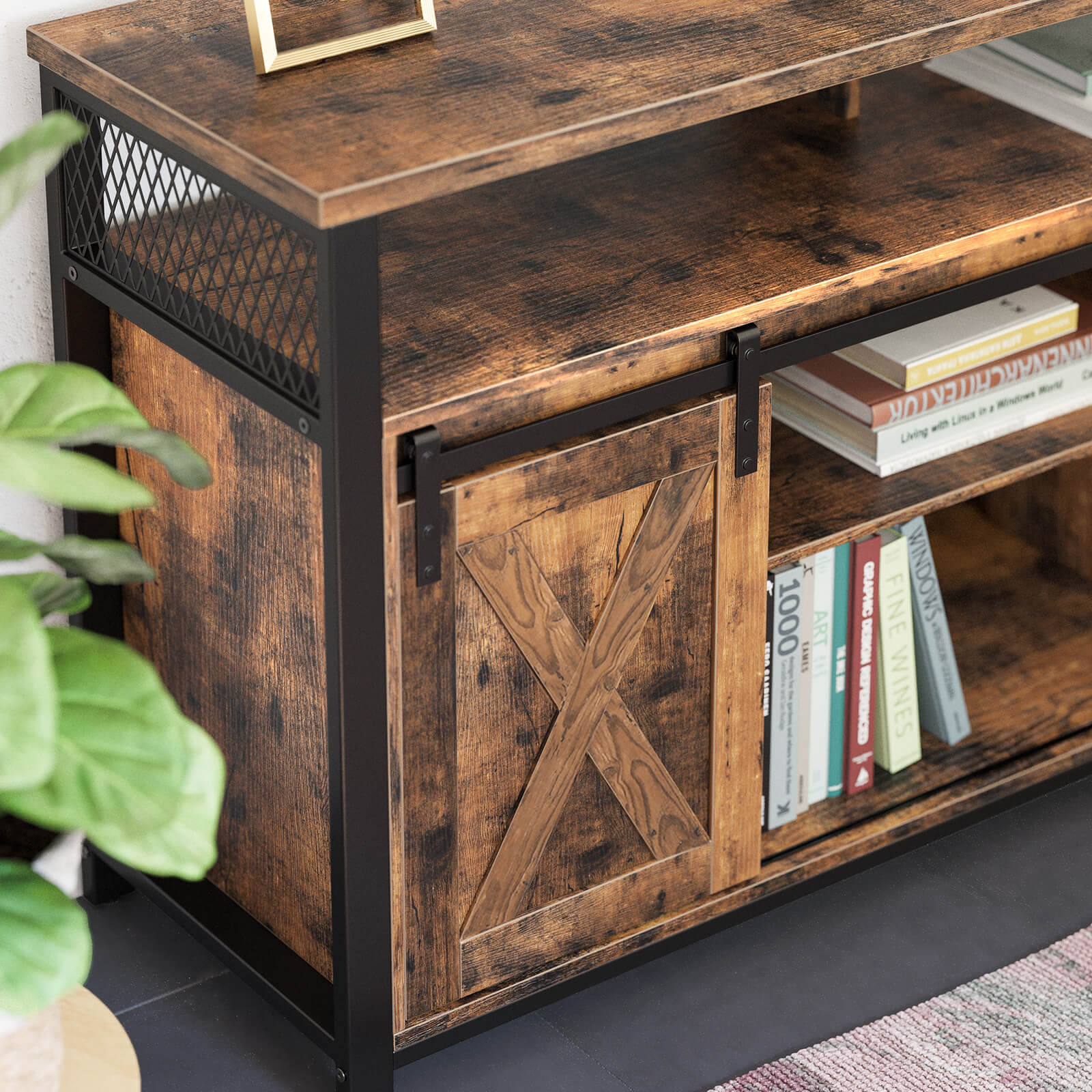 Country-TV-Schrank mit Scheunentüren – Stabiles & geräumiges Design