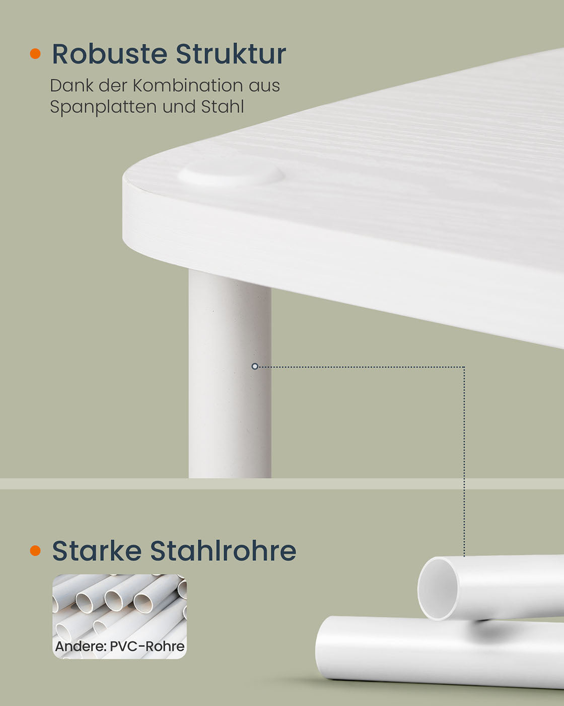 TV-Schrank 110 cm – Weiß – 3 Ebenen – Werkzeuglose Montage – Mit Stoffschublade – Tragkraft bis 98 kg