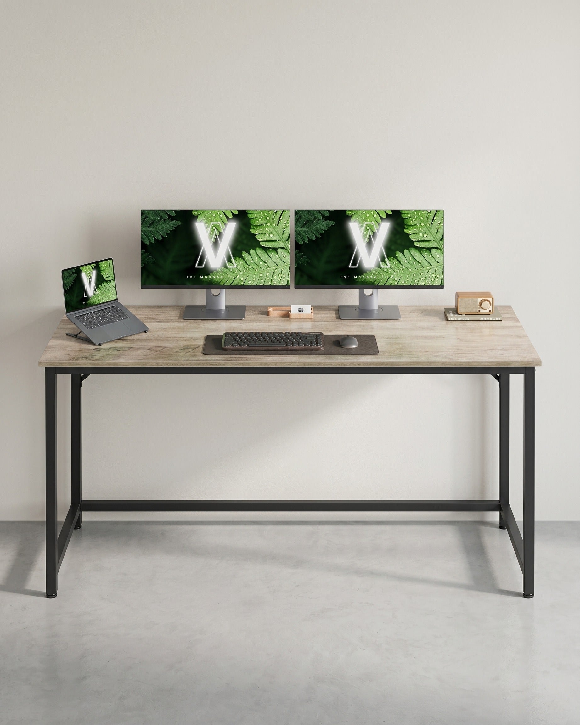 Schreibtisch im Industriedesign – 140 cm breit – kompakt und stabil – bis 50 kg belastbar – Grau
