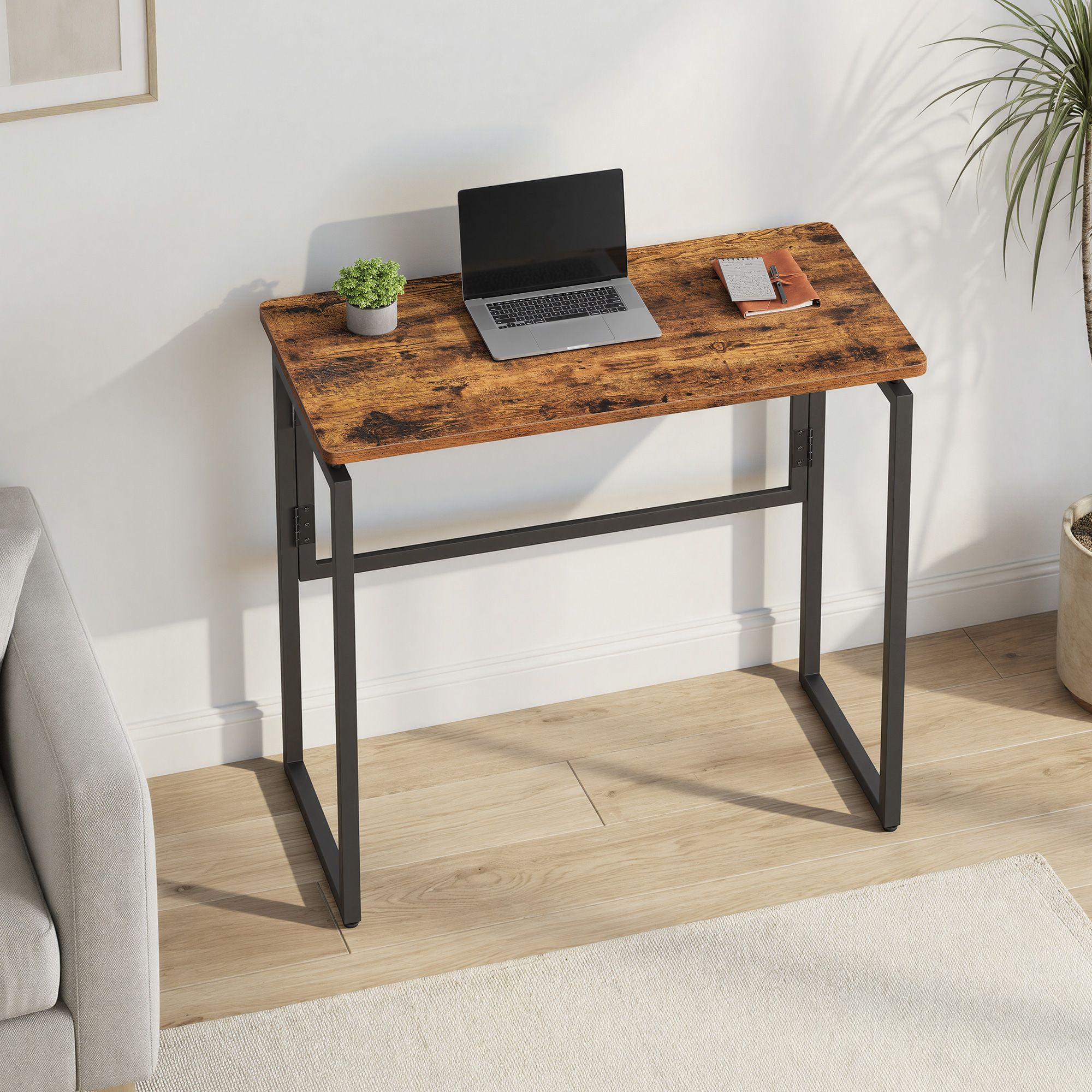 Klappbarer Schreibtisch 80 cm - Computertisch Mit Abgerundeten Ecken - Für Homeoffice