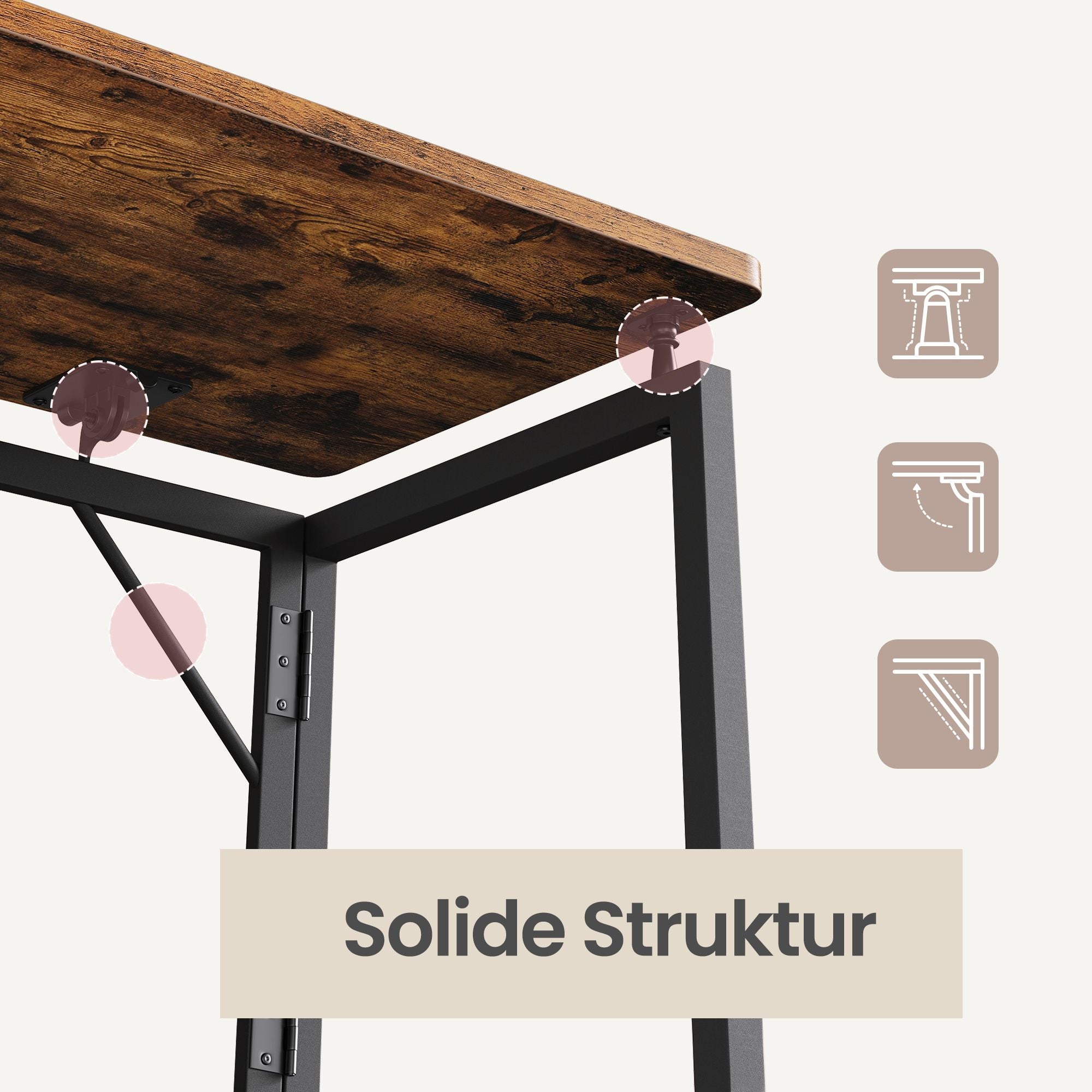 Klappbarer Schreibtisch 80 cm - Computertisch Mit Abgerundeten Ecken - Für Homeoffice