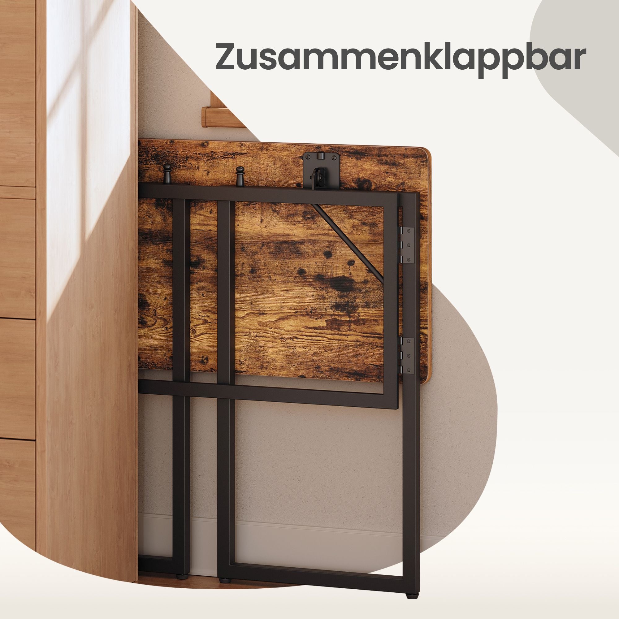 Klappbarer Schreibtisch 80 cm - Computertisch Mit Abgerundeten Ecken - Für Homeoffice
