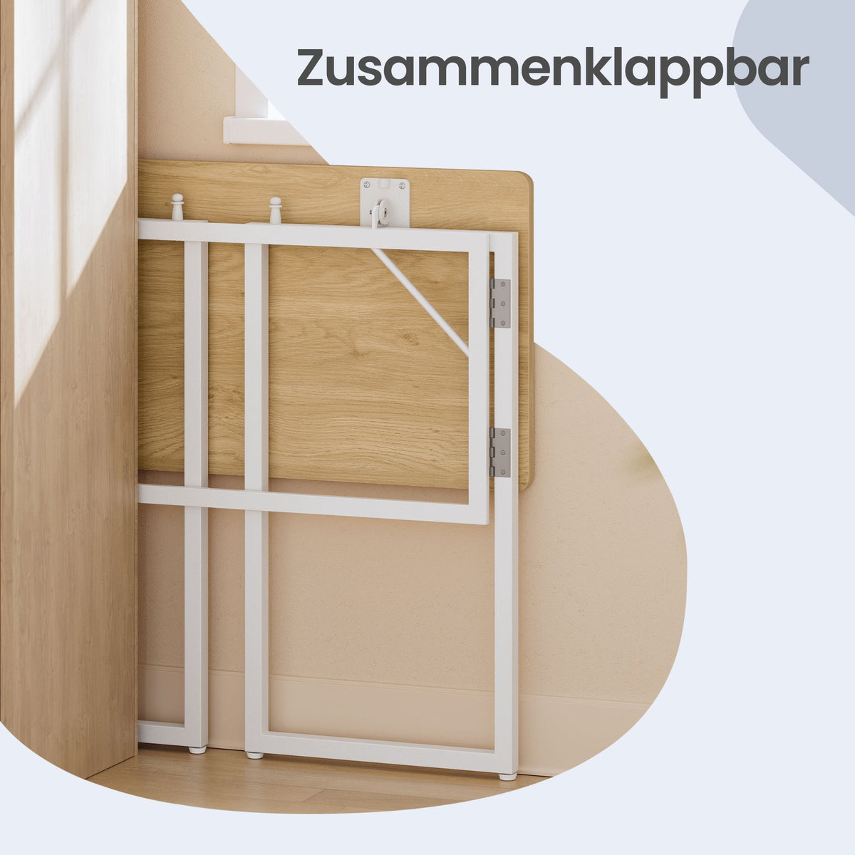 Klappbarer Schreibtisch 100 cm - Computertisch Mit Abgerundeten Ecken - Für Homeoffice