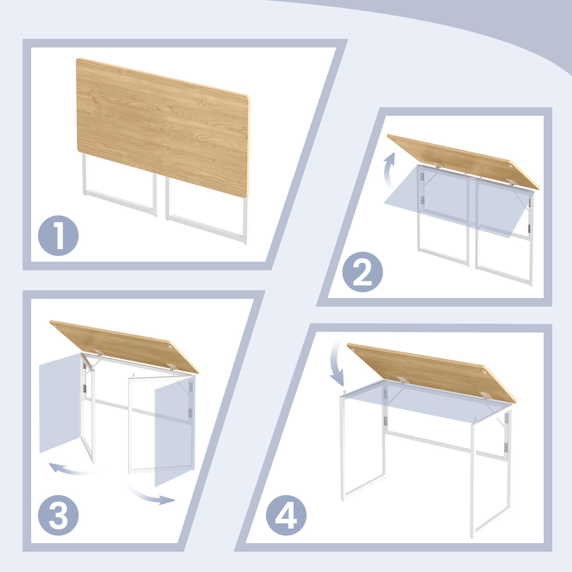 Klappbarer Schreibtisch 100 cm - Computertisch Mit Abgerundeten Ecken - Für Homeoffice