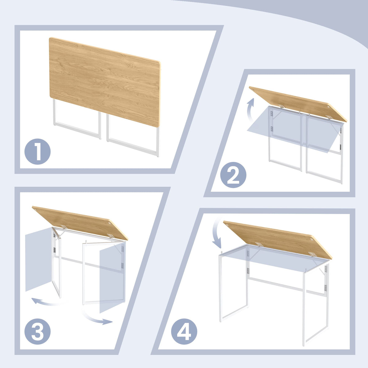 Klappbarer Schreibtisch 100 cm - Computertisch Mit Abgerundeten Ecken - Für Homeoffice