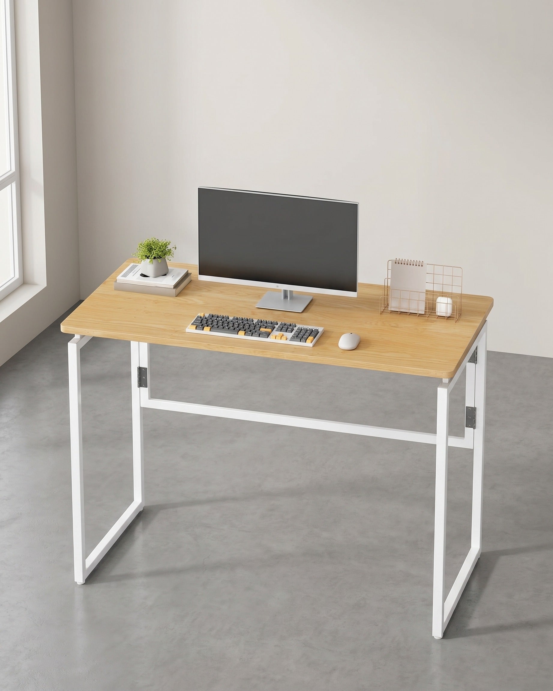 Klappbarer Schreibtisch 100 cm - Computertisch Mit Abgerundeten Ecken - Für Homeoffice