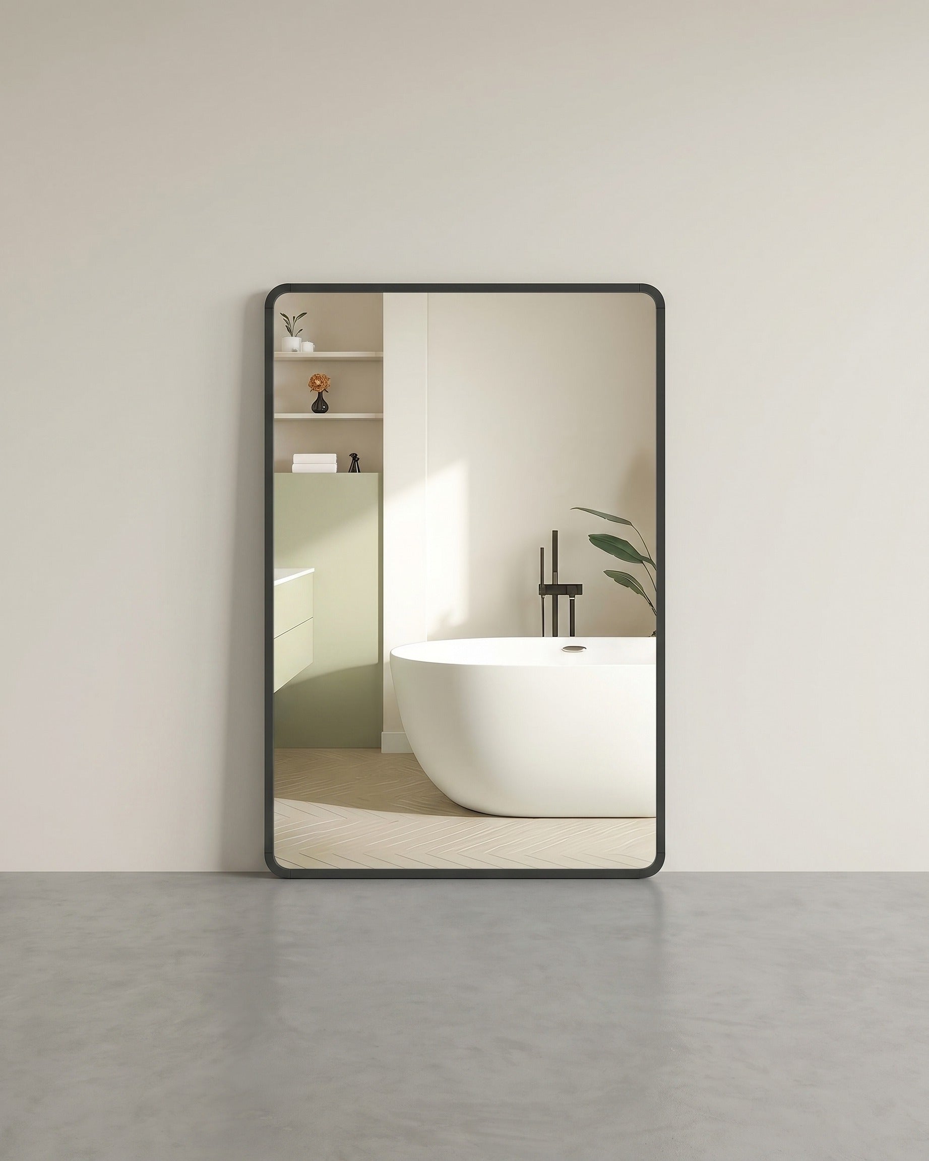 Wandspiegel – Rechteckig – Aluminiumrahmen – 91 x 61 cm – Bruchsicheres Glas – Kann horizontal und vertikal aufgehängt werden