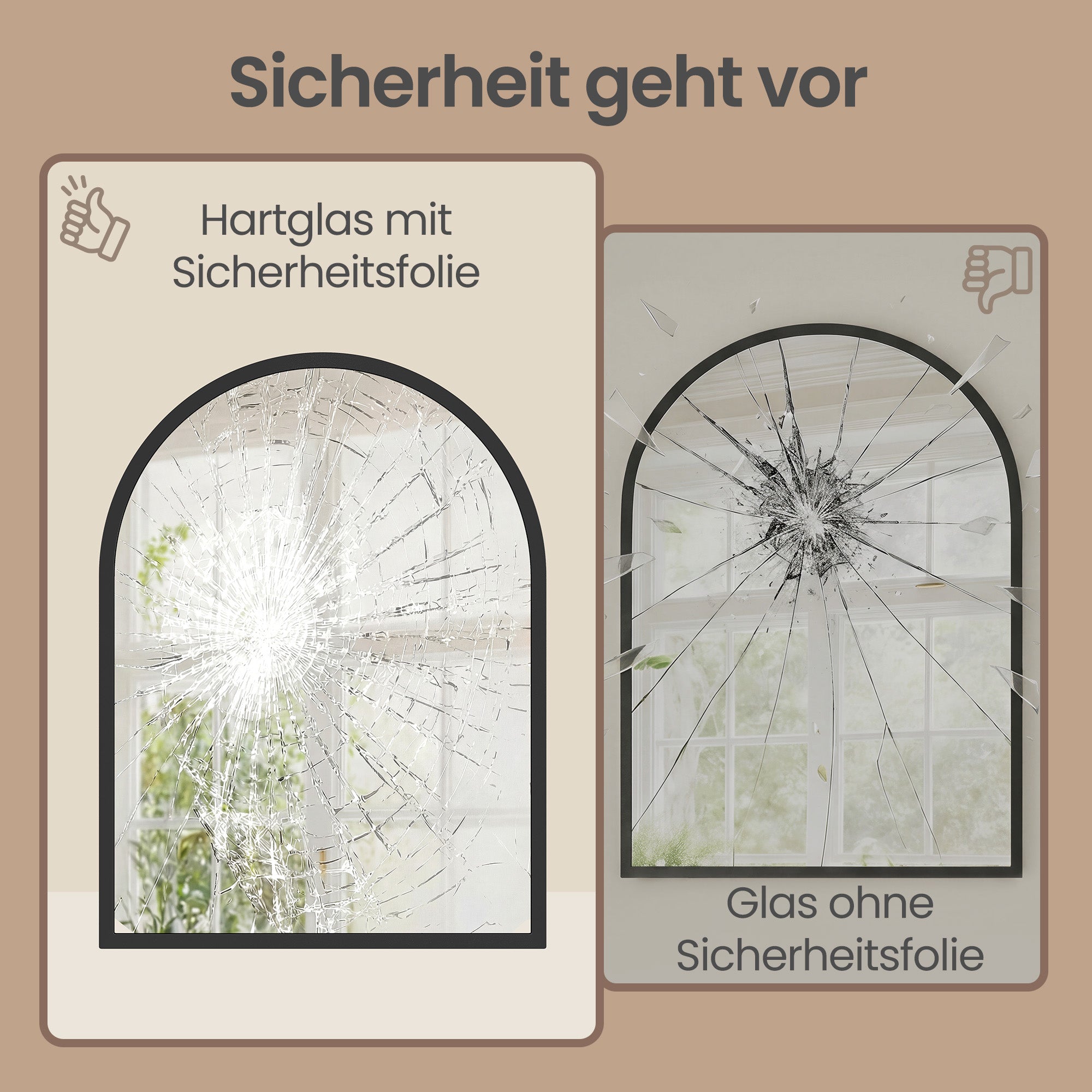 Wandspiegel 40 x 30 cm - Gewölbter Spiegel Mit Aluminiumrahmen - Für Flur Und Badezimmer