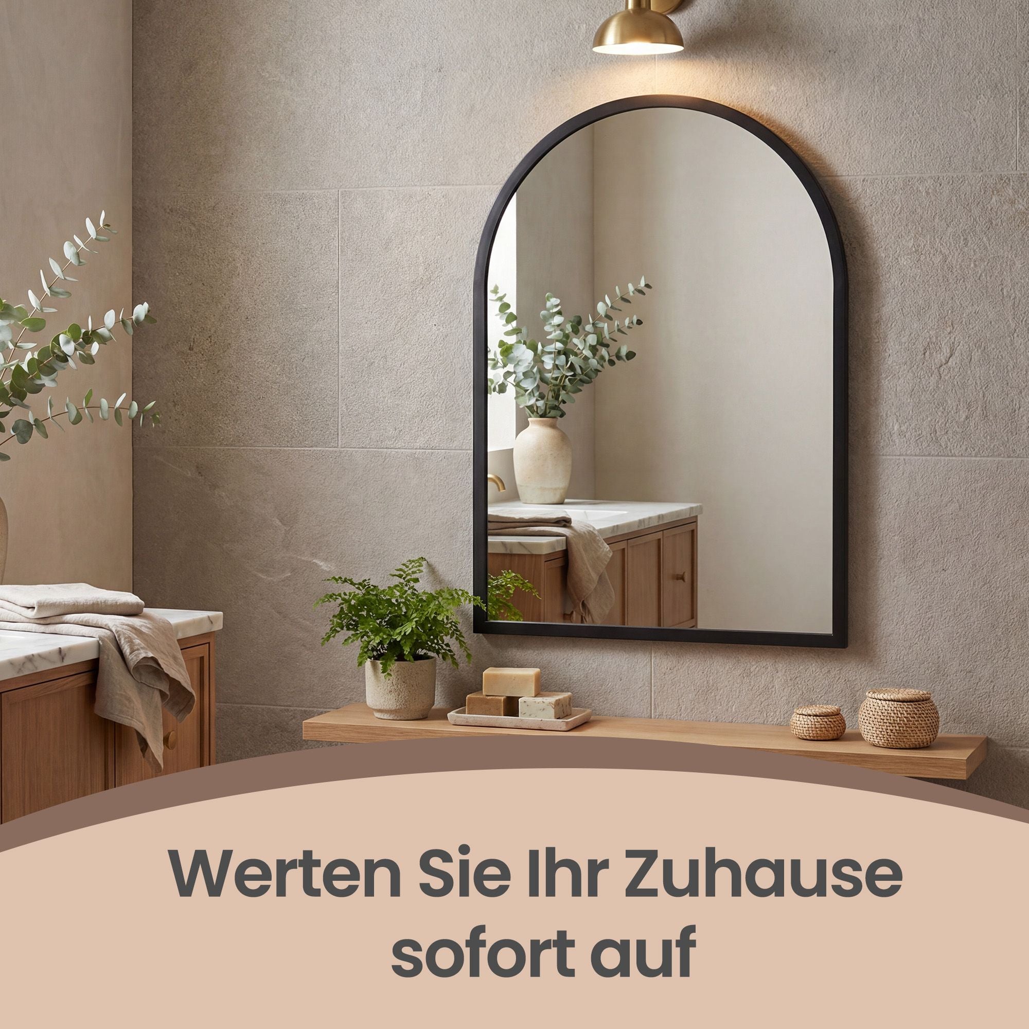 Wandspiegel 81 x 61 cm - Gewölbter Spiegel Mit Aluminiumrahmen - Für Wohnzimmer Und Badezimmer