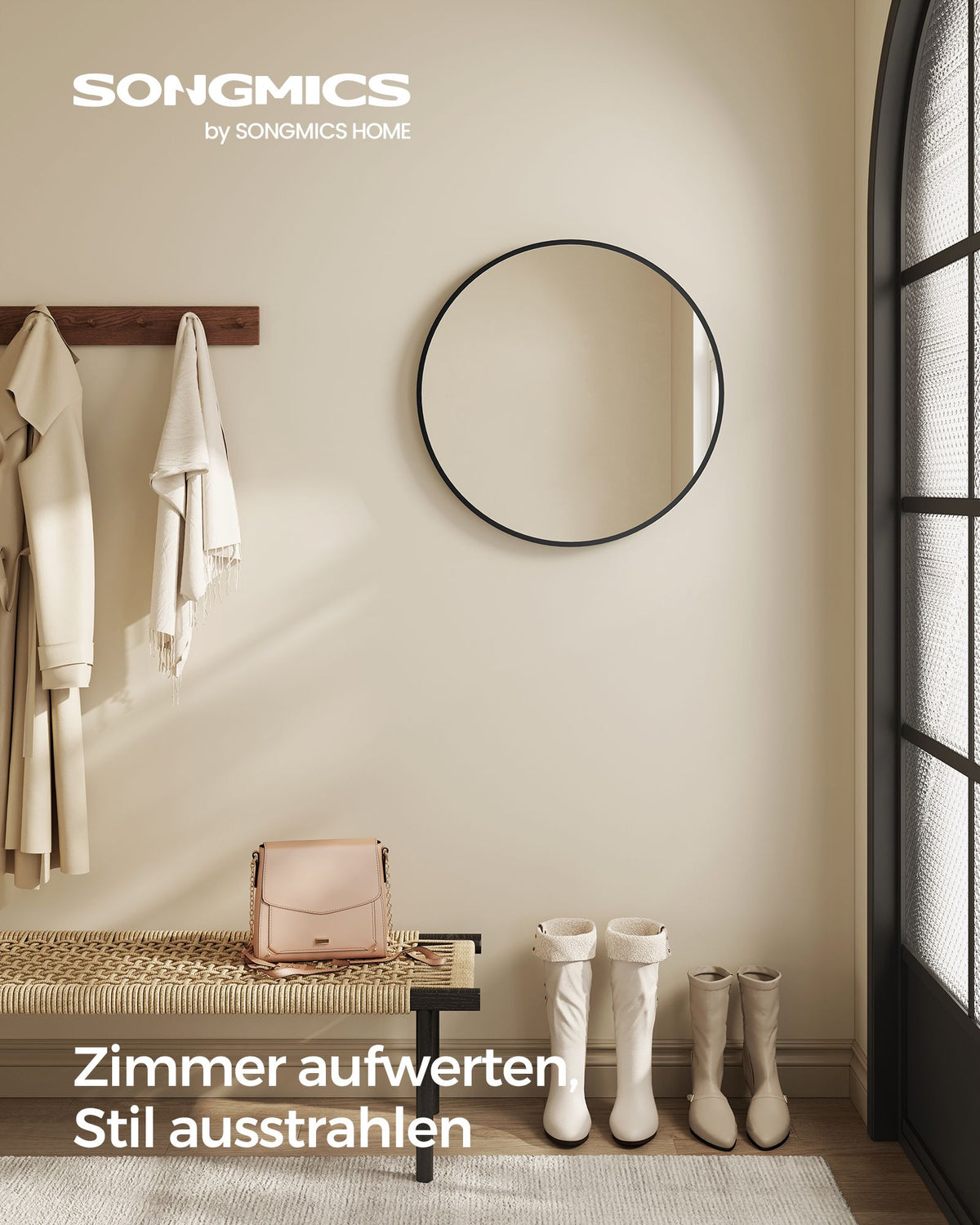 Runder Wandspiegel - Gold oder Schwarz