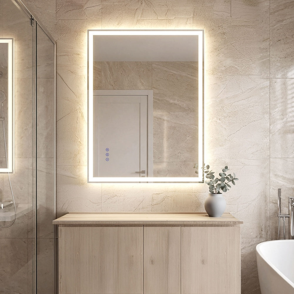Badspiegel mit LED-Beleuchtung – Dimmbar – Rechteckig – 2 Größen – für Badezimmer & Schminkecke