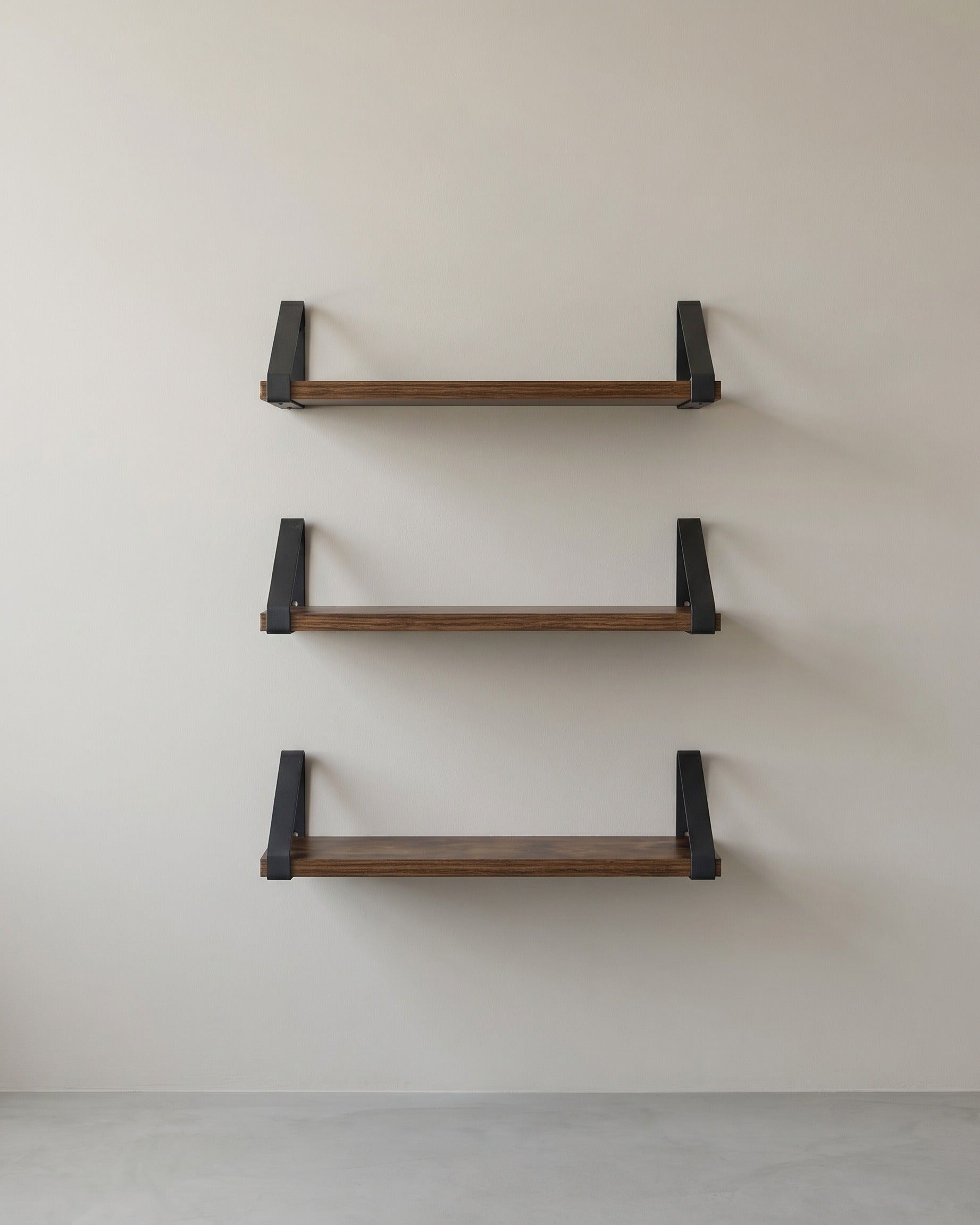 Wandregale 3er-Set – Schwebendes Wandregal im Industriestil – Holzoptik mit Metallhalterungen – Für Wohnzimmer, Bad oder Küche – Rustikales Braun