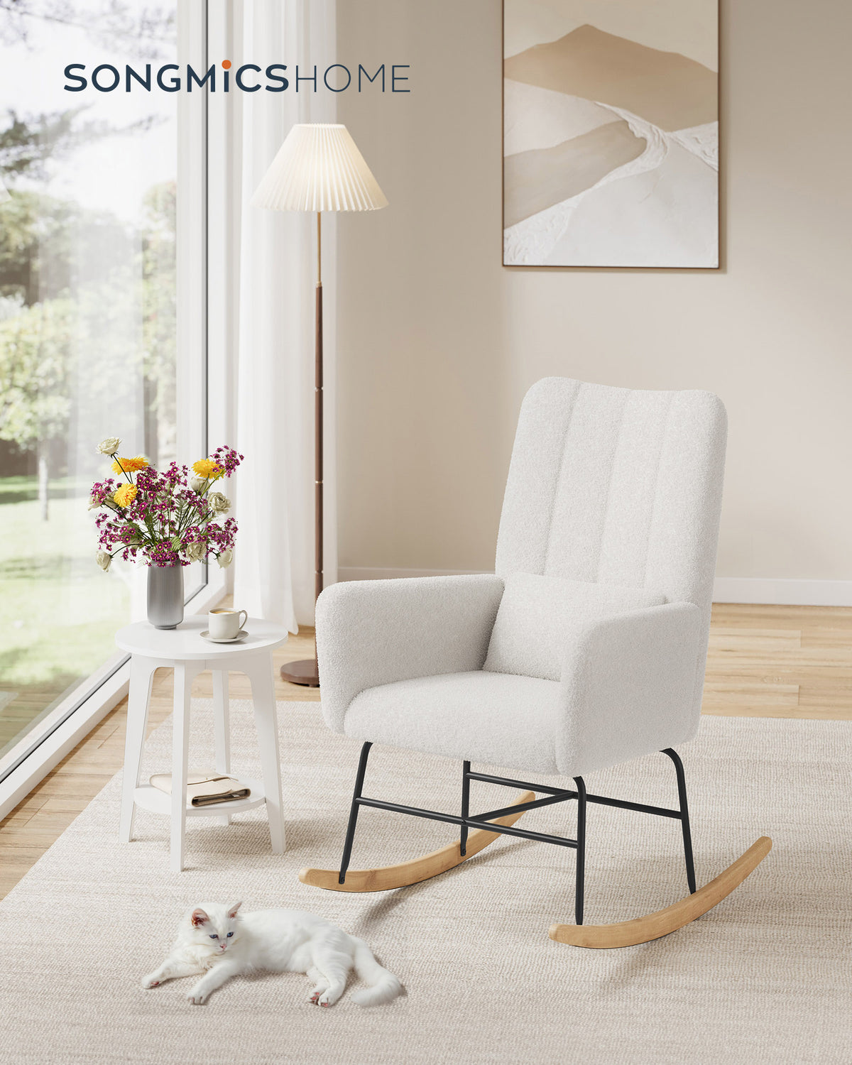 Schaukelstuhl – Bequemer Sessel mit Fleece-Polsterung