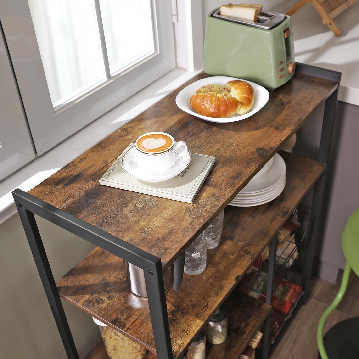 Küchenregal mit Haken und Körben – Industriedesign – Kompakt und funktional – 80 cm breit