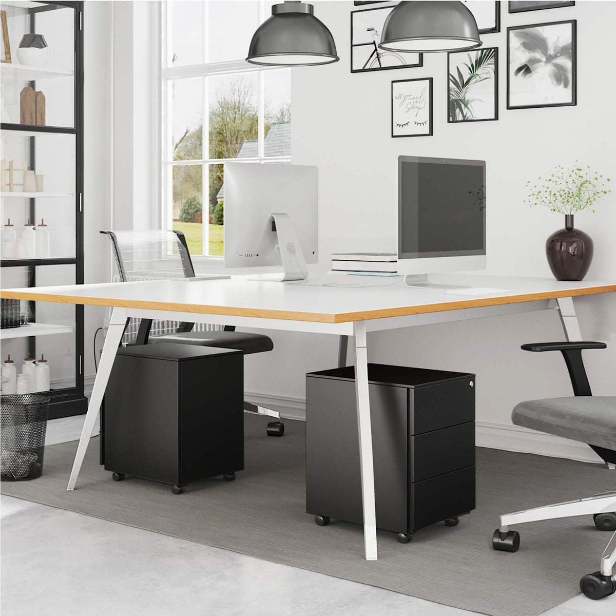 Metallschubladenschrank mit 3 Schubladen – Kompakter Büroschrank auf Rollen – Robustes und sicheres Design