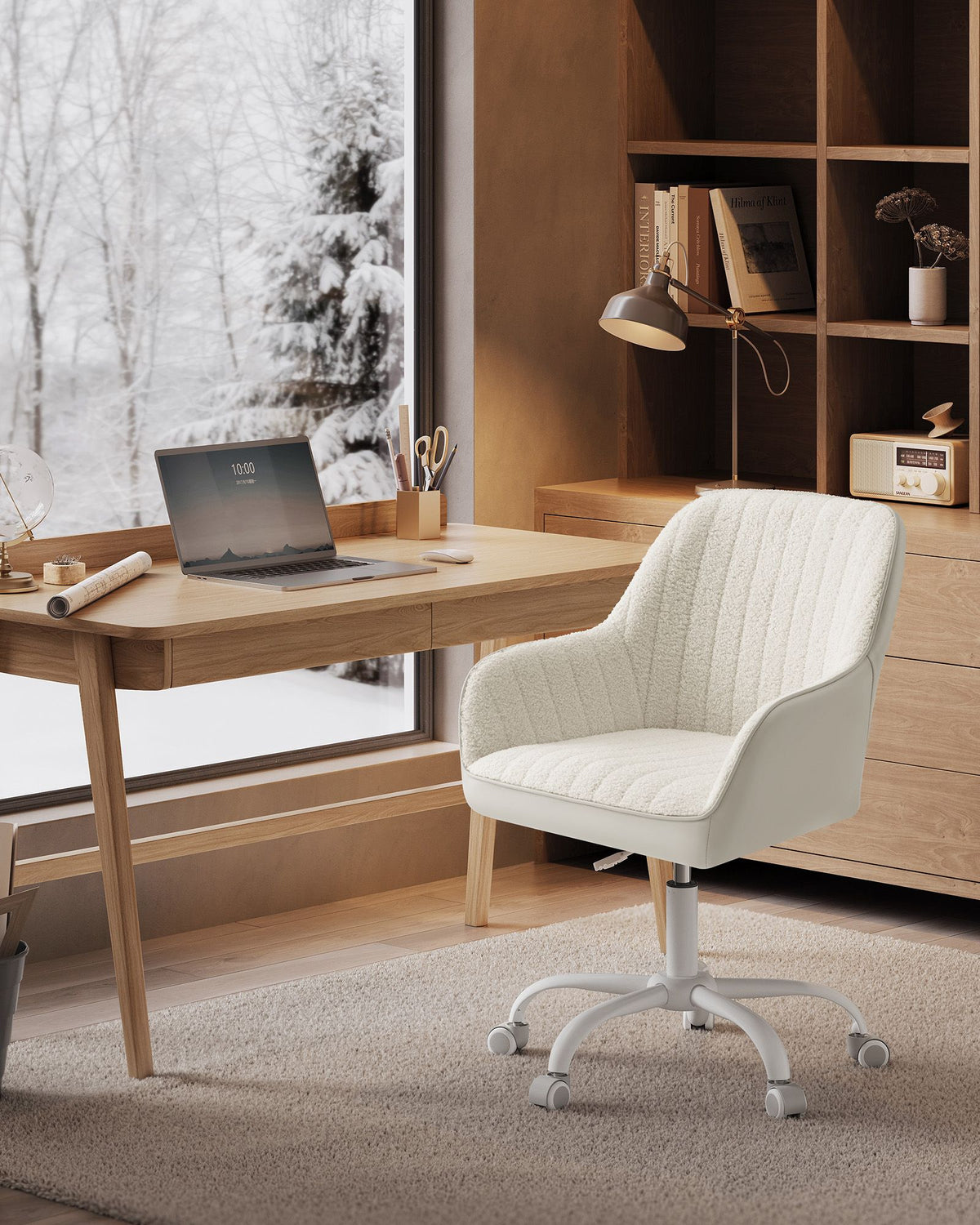 Chefsessel – Drehstuhl – Samtbezug – Höhenverstellbar – Fürs Homeoffice – Gesamtmaße 64 x 62 x (80–90) cm – Sitzhöhe 45–55 cm – Maximale Belastung 120 kg