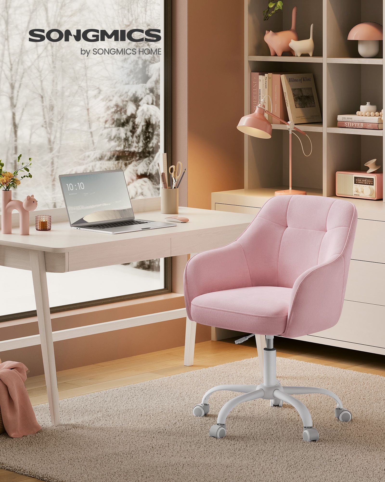 Bürostuhl mit Armlehnen – höhenverstellbar – bequeme Polsterung – 64 cm breit