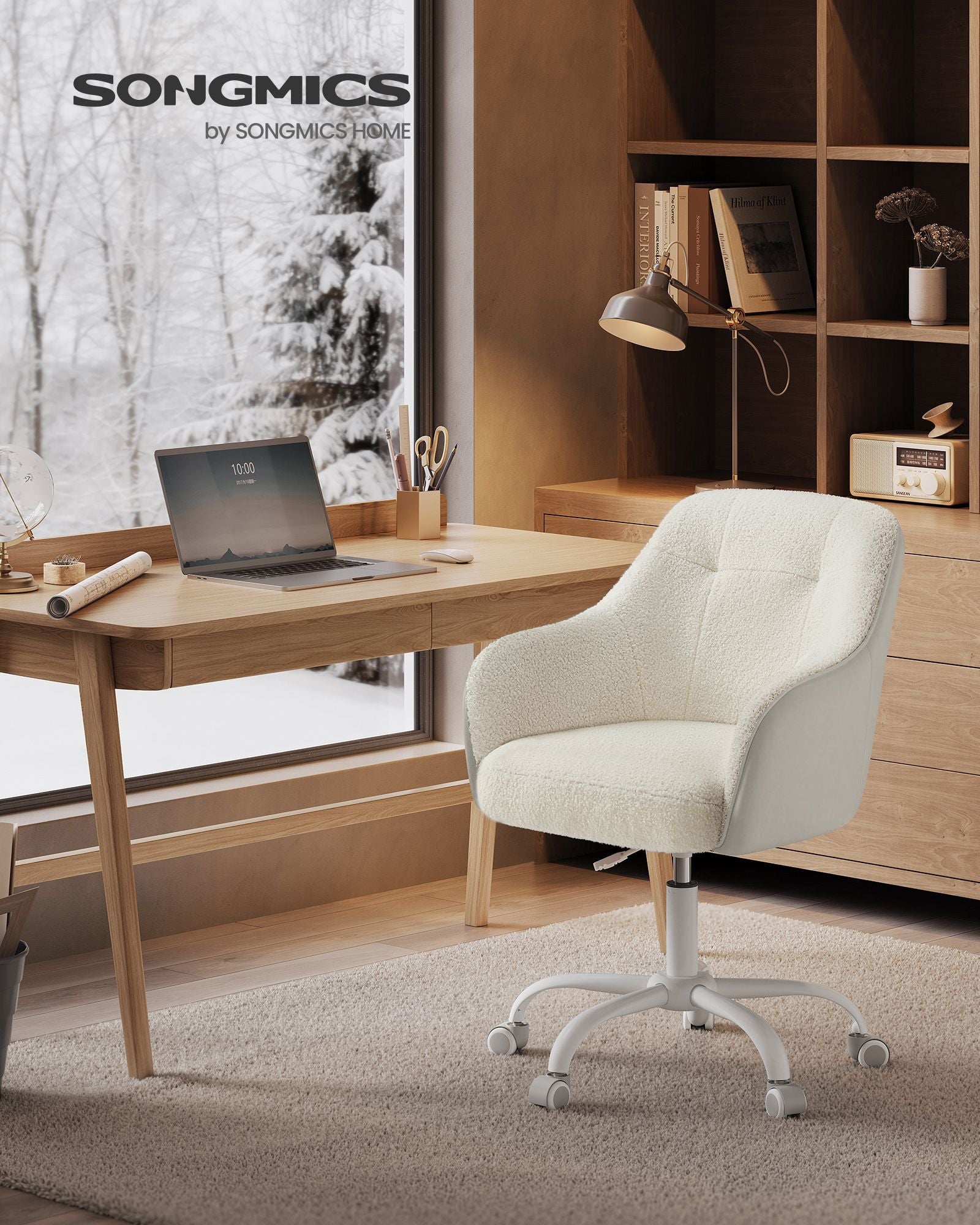 Bürostuhl mit Armlehnen – höhenverstellbar – bequeme Polsterung – 64 cm breit