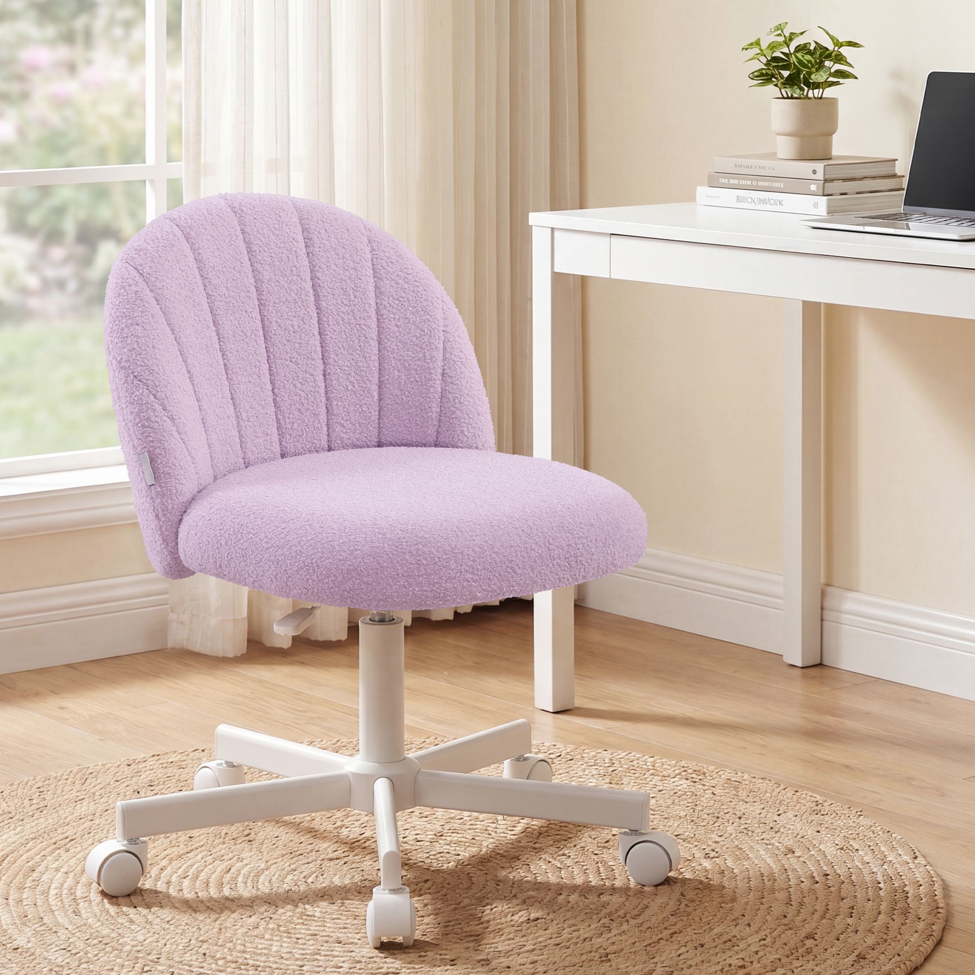 Drehstuhl – Kompaktes Design – Weicher Bezug – Höhenverstellbar – 360°-Rollen – Ergonomische Rückenlehne