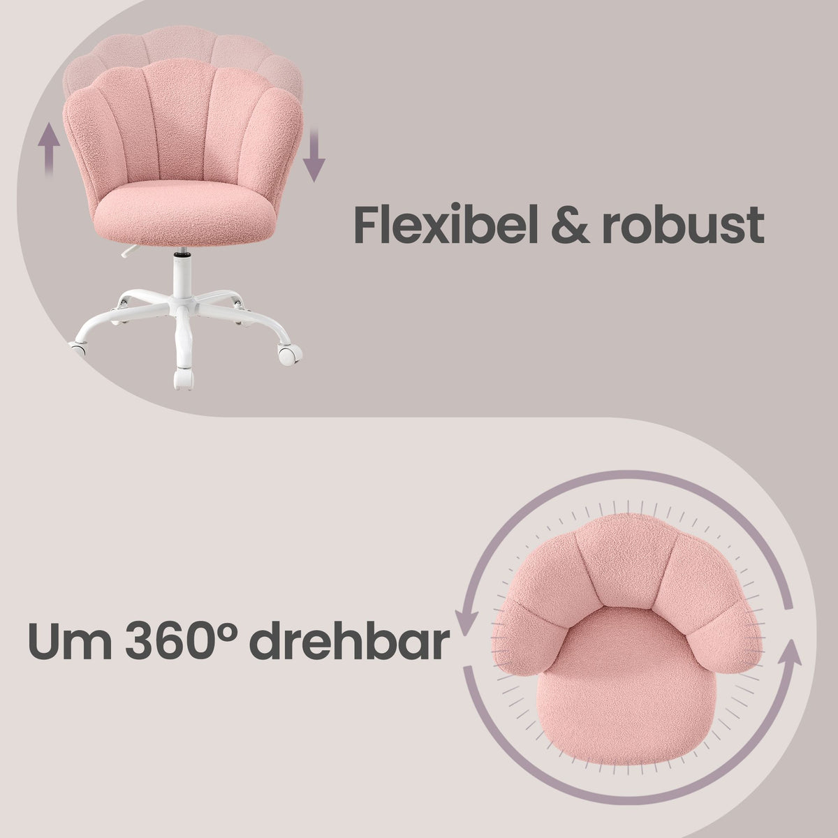 Drehbarer Schminkstuhl - Höhenverstellbar Mit Gepolsterter Rückenlehne - Für Schlafzimmer
