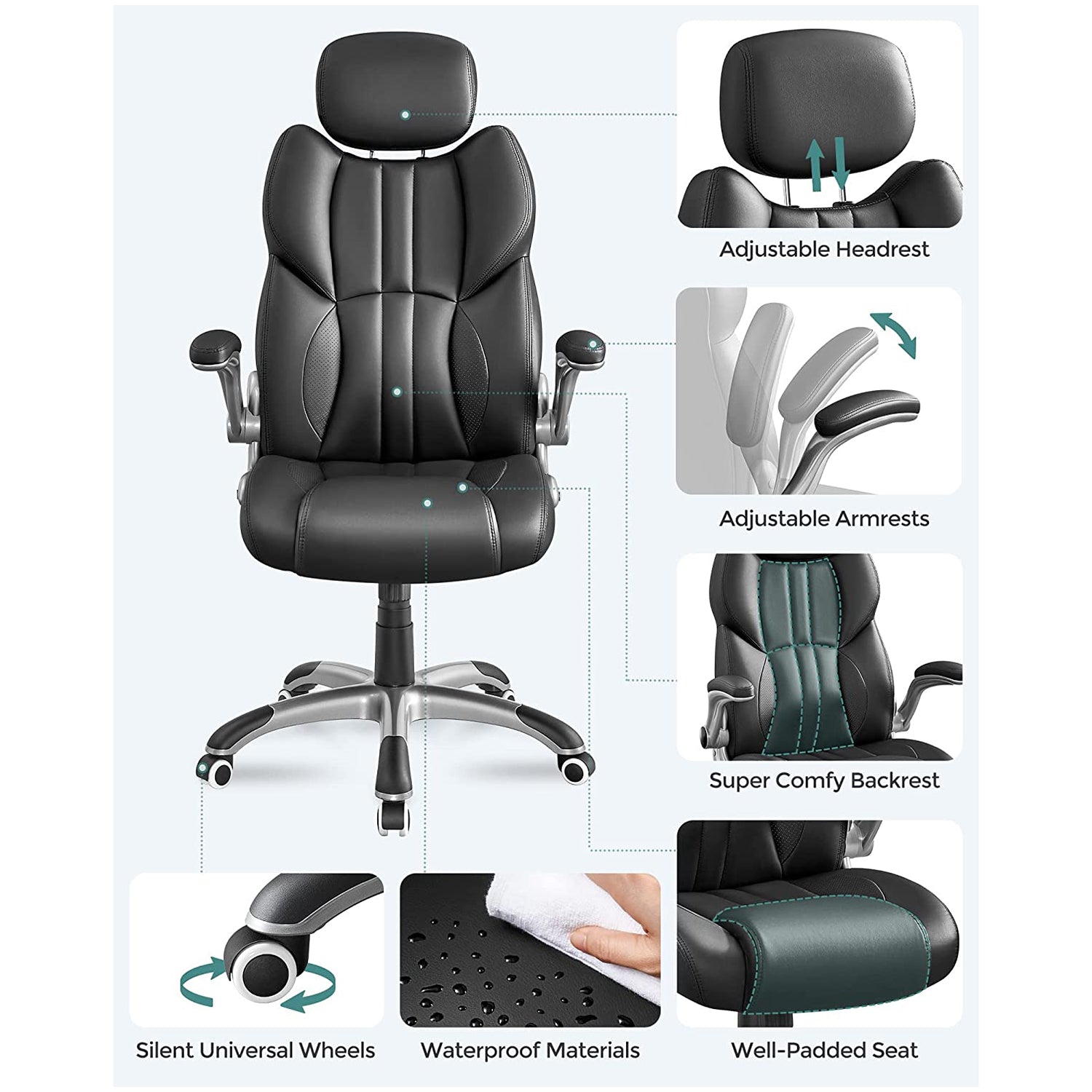 Ergonomischer Regiestuhl - Bürostuhl Leder - Belastbar bis 150 kg