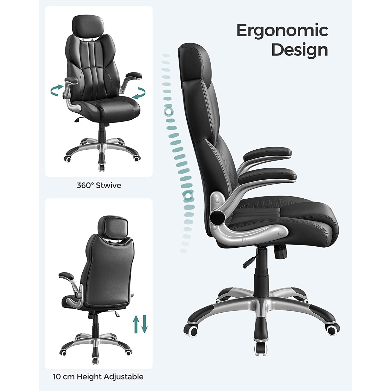 Ergonomischer Regiestuhl - Bürostuhl Leder - Belastbar bis 150 kg
