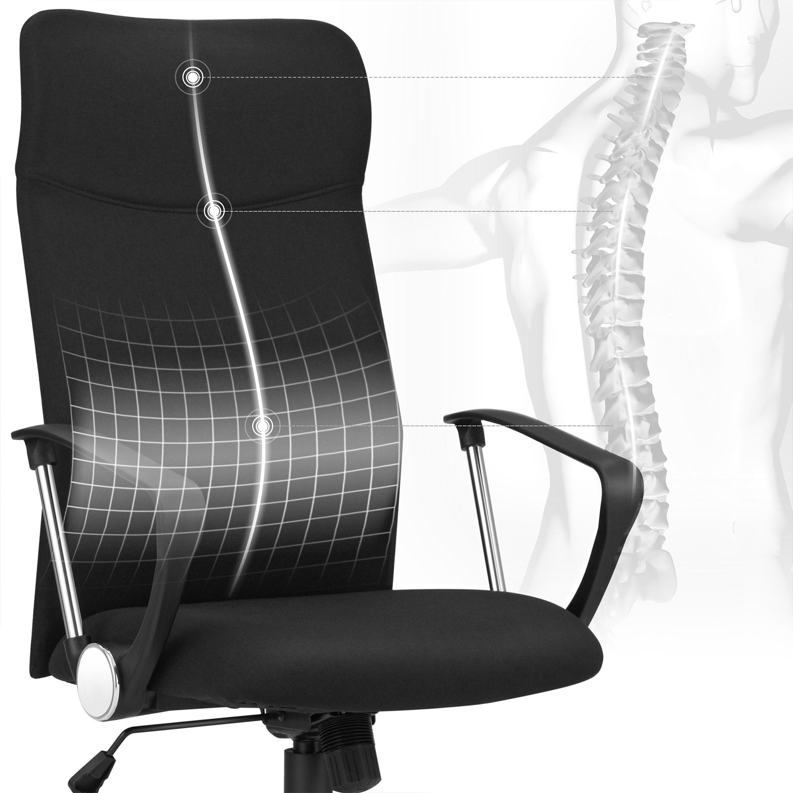 Ergonomischer Bürostuhl – bequeme Stoffpolsterung – verstellbar