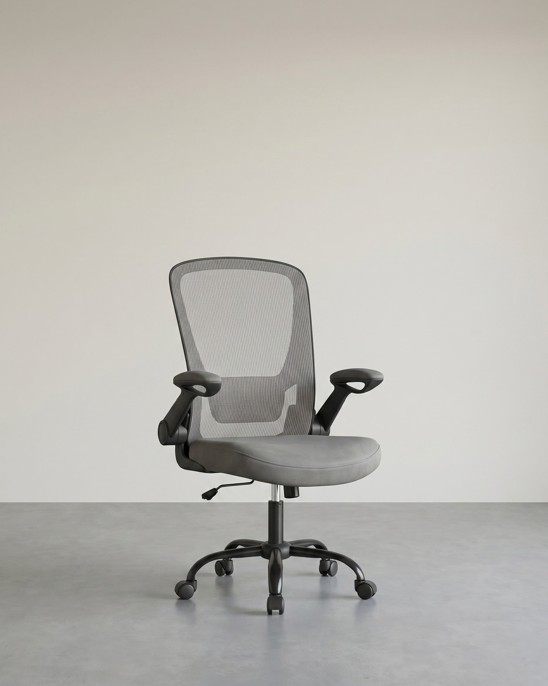 Bürostuhl mit verstellbaren Armlehnen – Ergonomisches Design – Netzrückenlehne – Grau