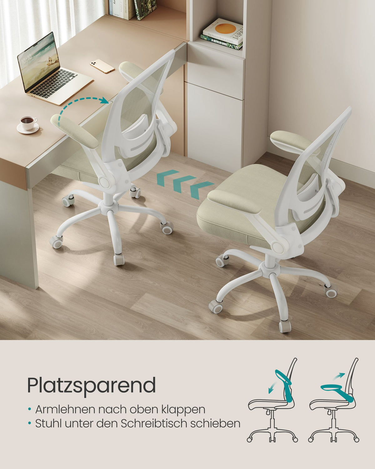 Bürostuhl mit verstellbaren Armlehnen – Ergonomisches Design – Netzrückenlehne