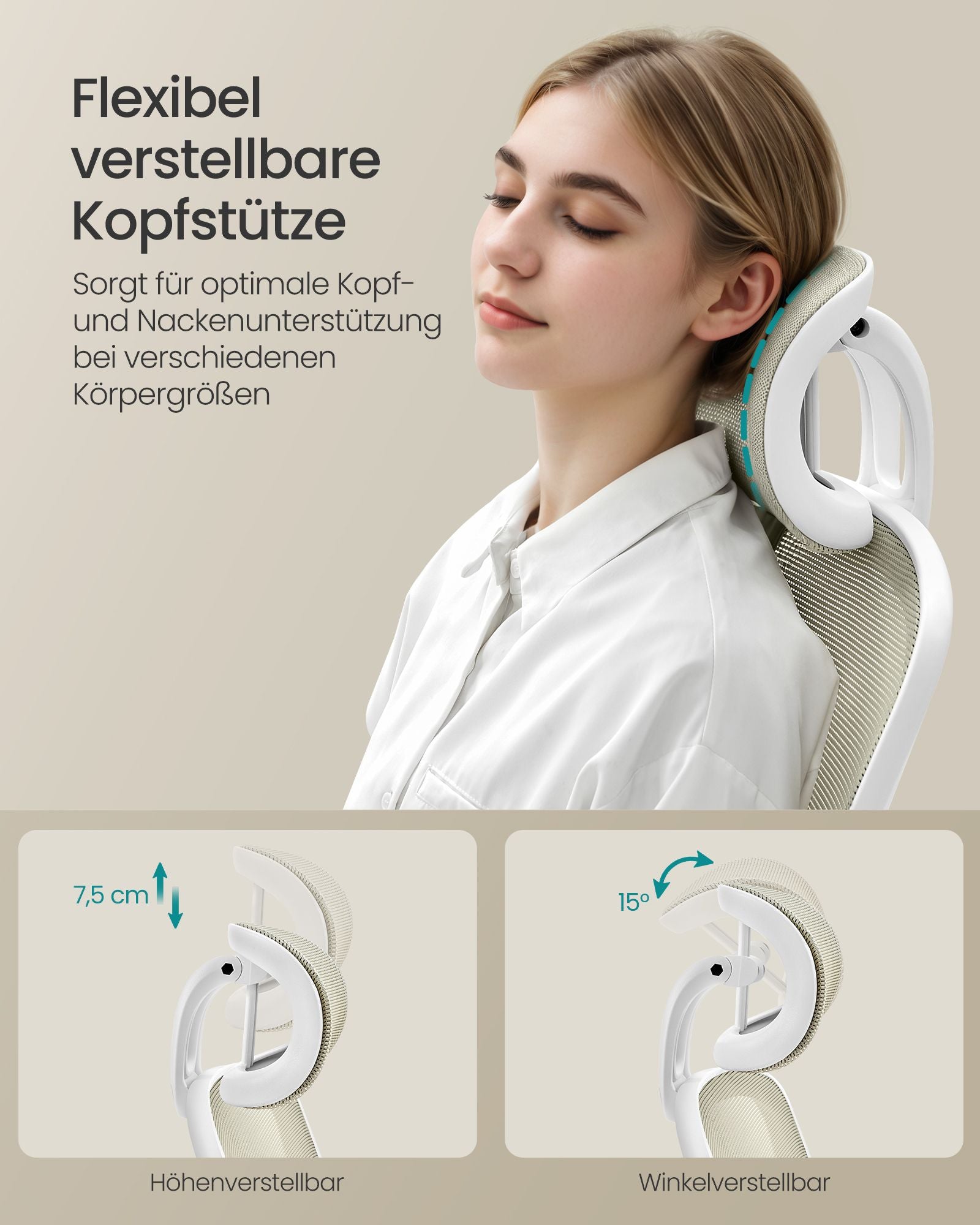 Ergonomischer Bürostuhl mit Kopfstütze – Komfort und Unterstützung