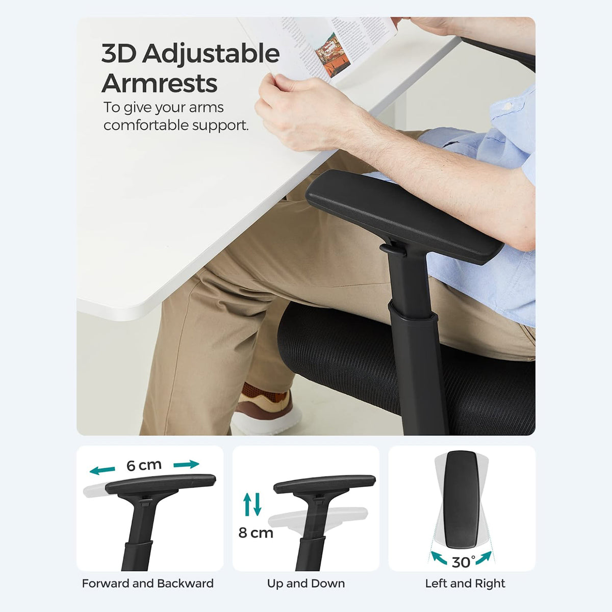Ergonomischer Bürostuhl - Bürostuhl mit Netzrückenlehne - Atmungsaktiv