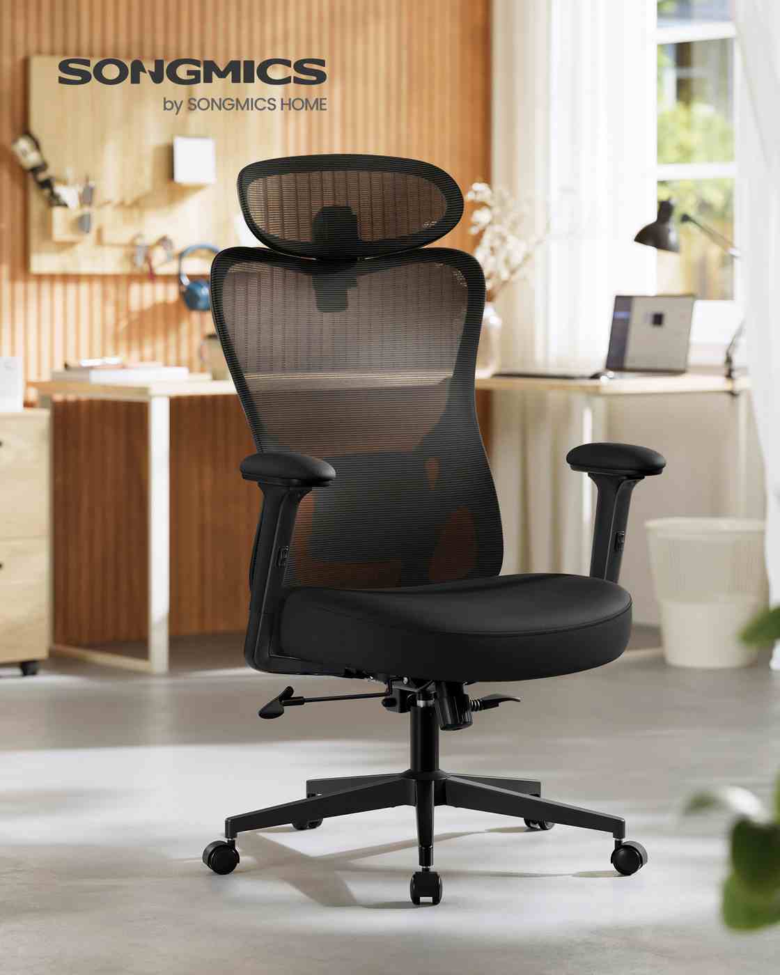 Ergonomischer Bürostuhl – Verstellbare Lendenwirbelstütze – Atmungsaktives Netzgewebe – Neigungsfunktion – Belastbarkeit 150 kg
