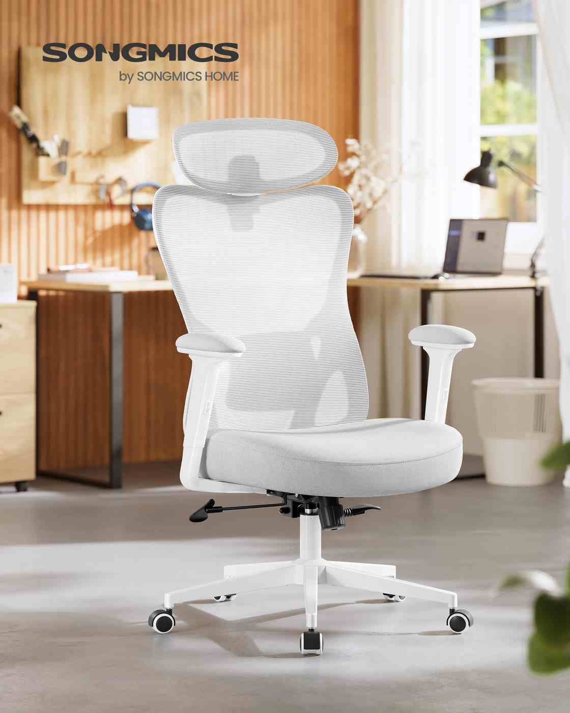 Ergonomischer Bürostuhl – Verstellbare Lendenwirbelstütze – Atmungsaktives Netzgewebe – Neigungsfunktion – Belastbarkeit 150 kg