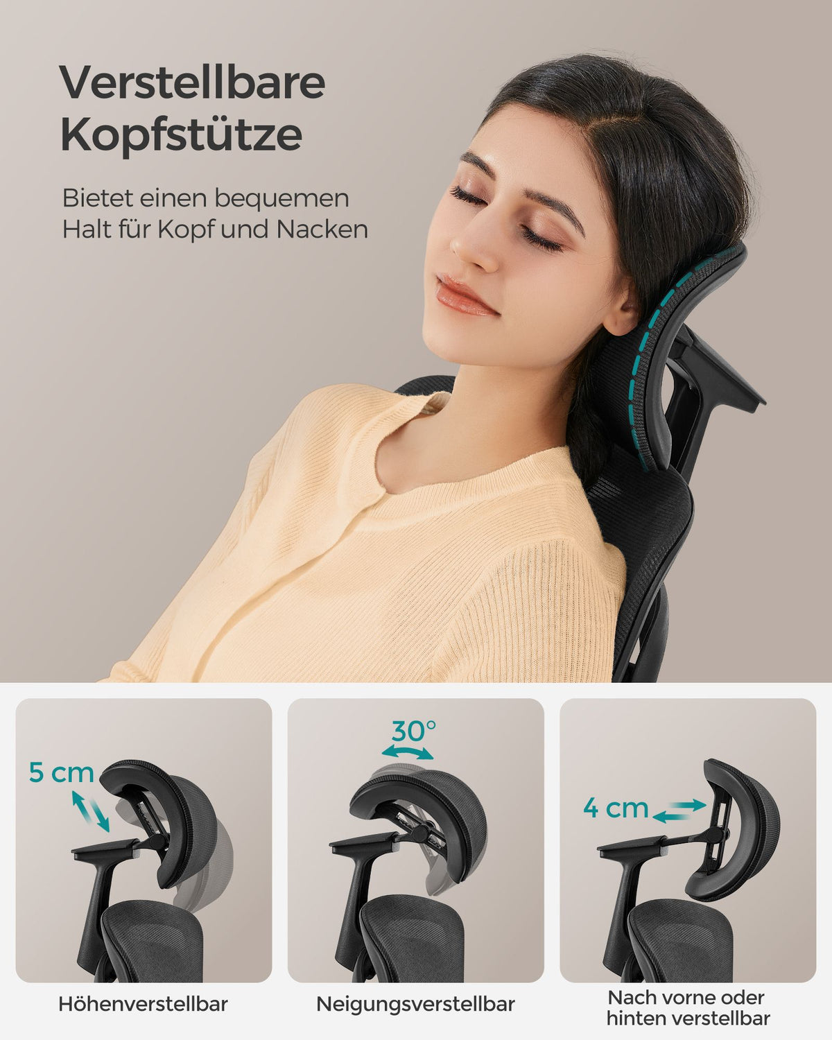 Ergonomischer Bürostuhl Ergo Elite 2.0 – stufenlos verstellbar – 6-teilige TPR-Lendenwirbelstütze – Tragkraft bis 150 kg