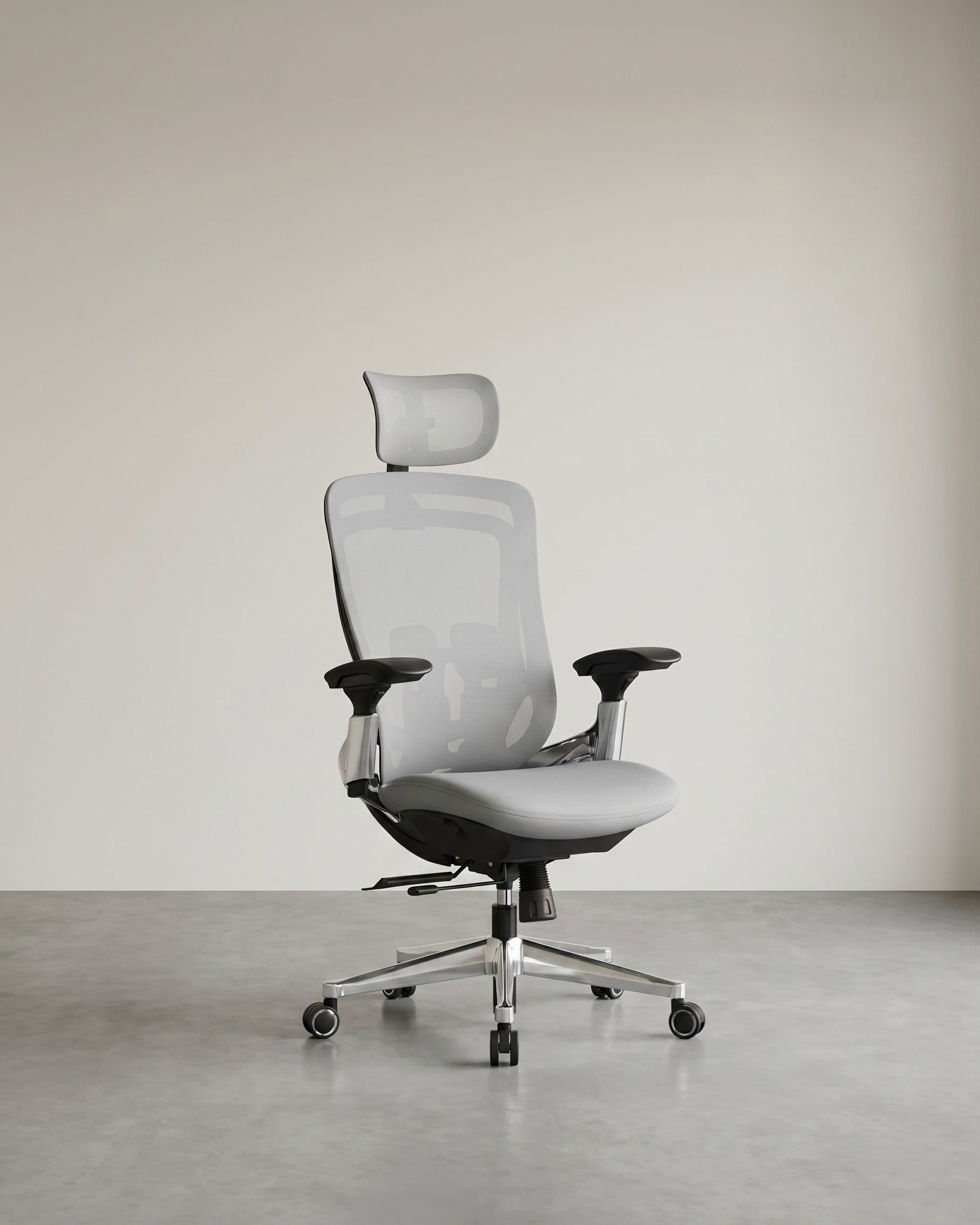 Ergonomischer Bürostuhl Ergo Elite 2.0 – stufenlos verstellbar – 6-teilige TPR-Lendenwirbelstütze – Tragkraft bis 150 kg – Grau