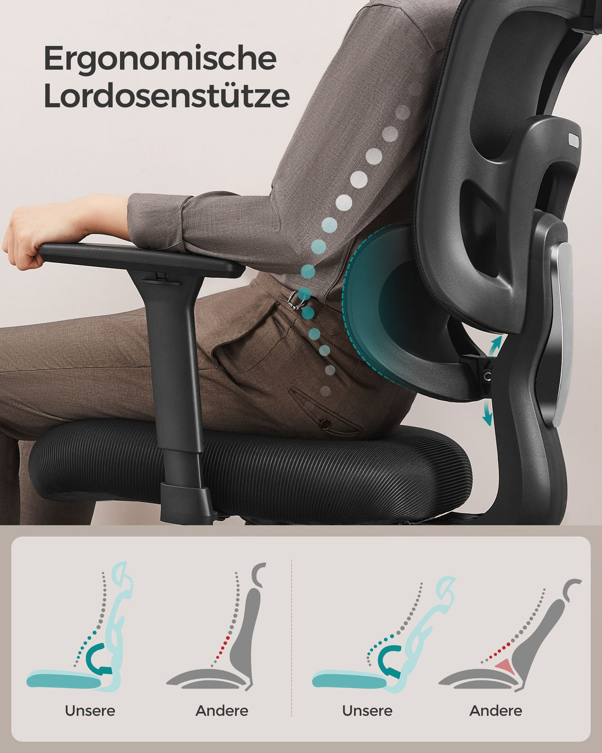 Vollständig verstellbarer Bürostuhl – ergonomischer Bürostuhl – Bürostuhl – verstellbare Rückenlehne