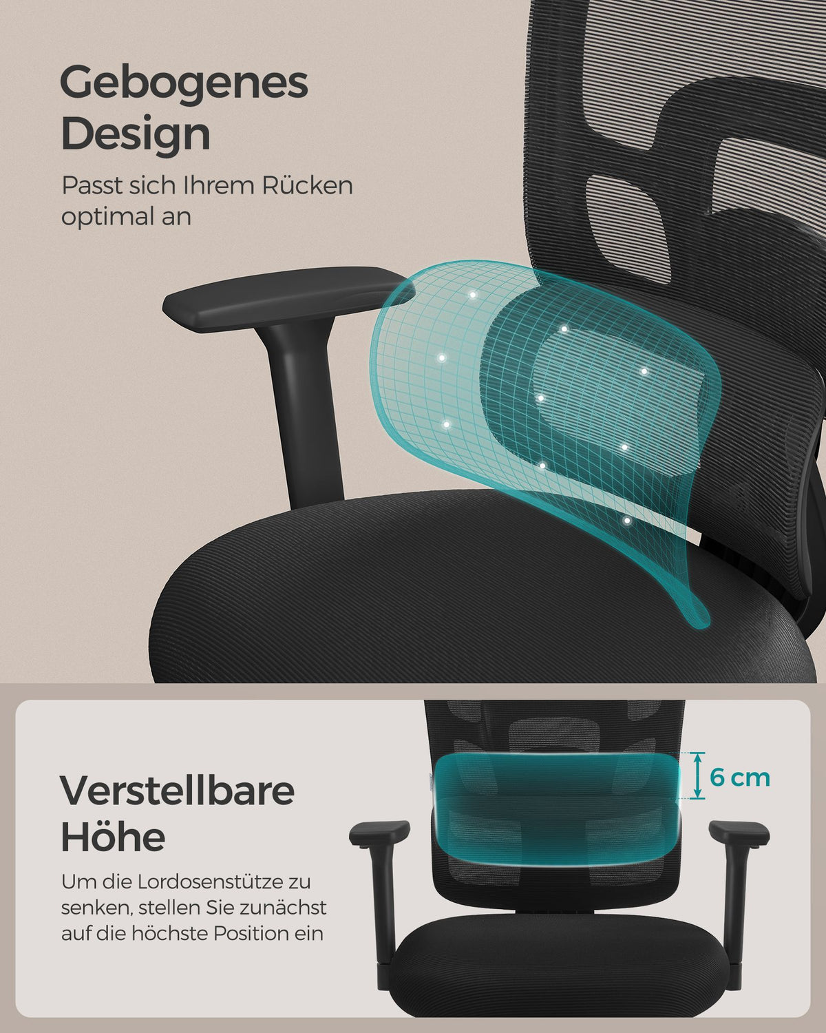 Vollständig verstellbarer Bürostuhl – ergonomischer Bürostuhl – Bürostuhl – verstellbare Rückenlehne