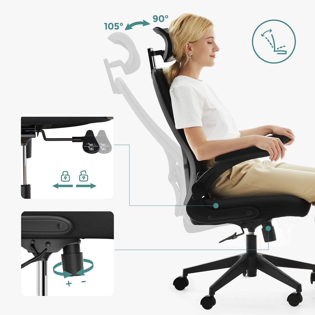 Bürostuhl mit Netzrückenlehne – atmungsaktiv – ergonomisch gestaltet – vollständig verstellbar