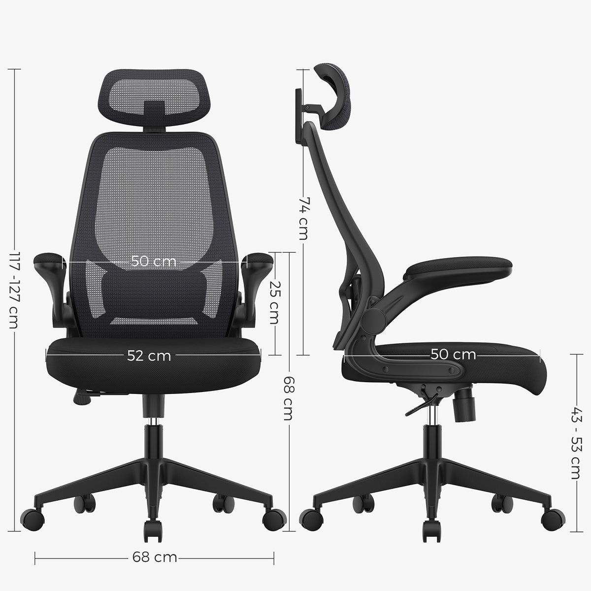 Bürostuhl mit Netzrückenlehne – atmungsaktiv – ergonomisch gestaltet – vollständig verstellbar
